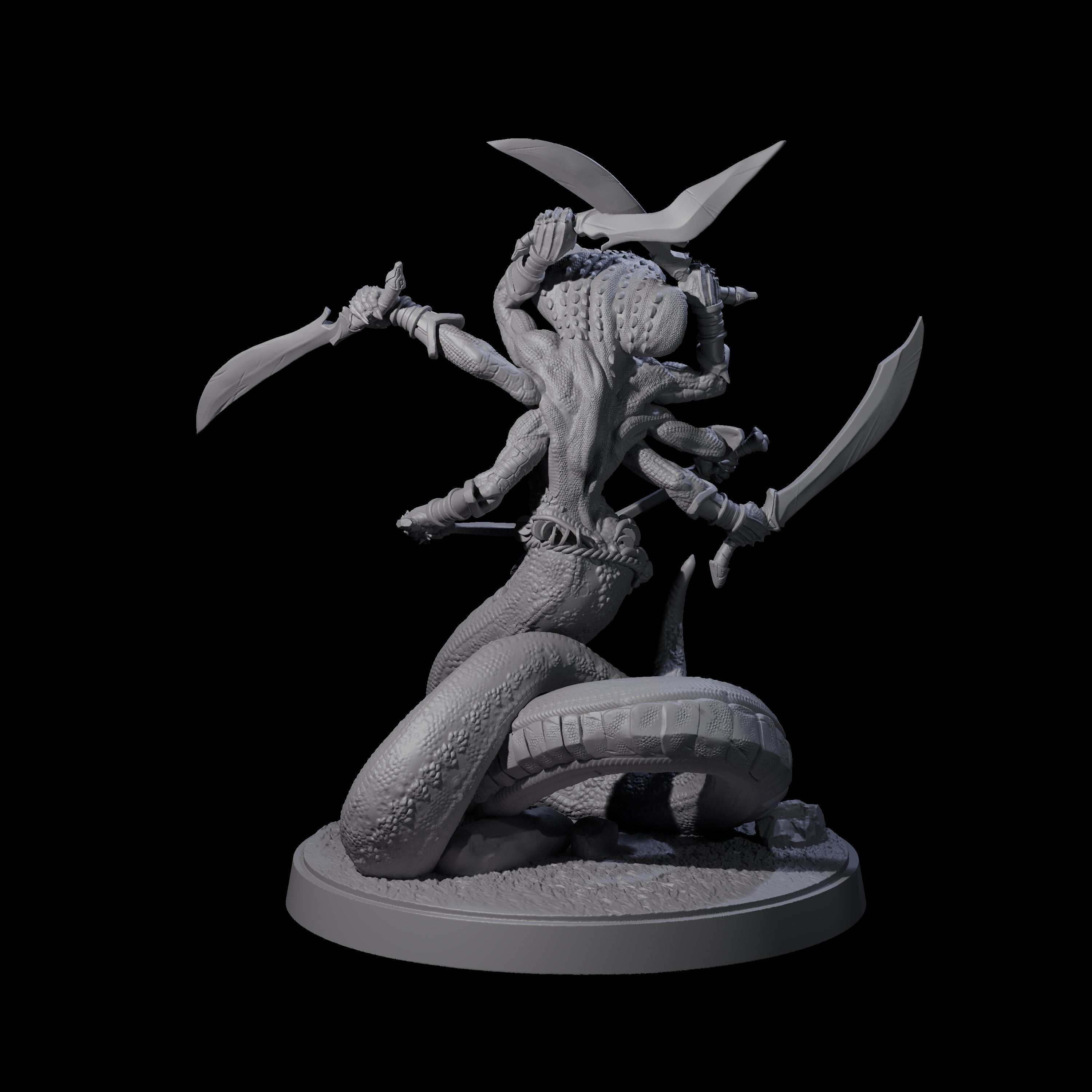 Hissing Snake Headed Marilith Miniature for Dungeons and Dragons, Pathfinder or other TTRPGs