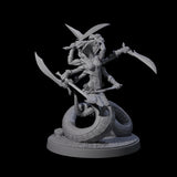 Hissing Snake Headed Marilith Miniature for Dungeons and Dragons, Pathfinder or other TTRPGs