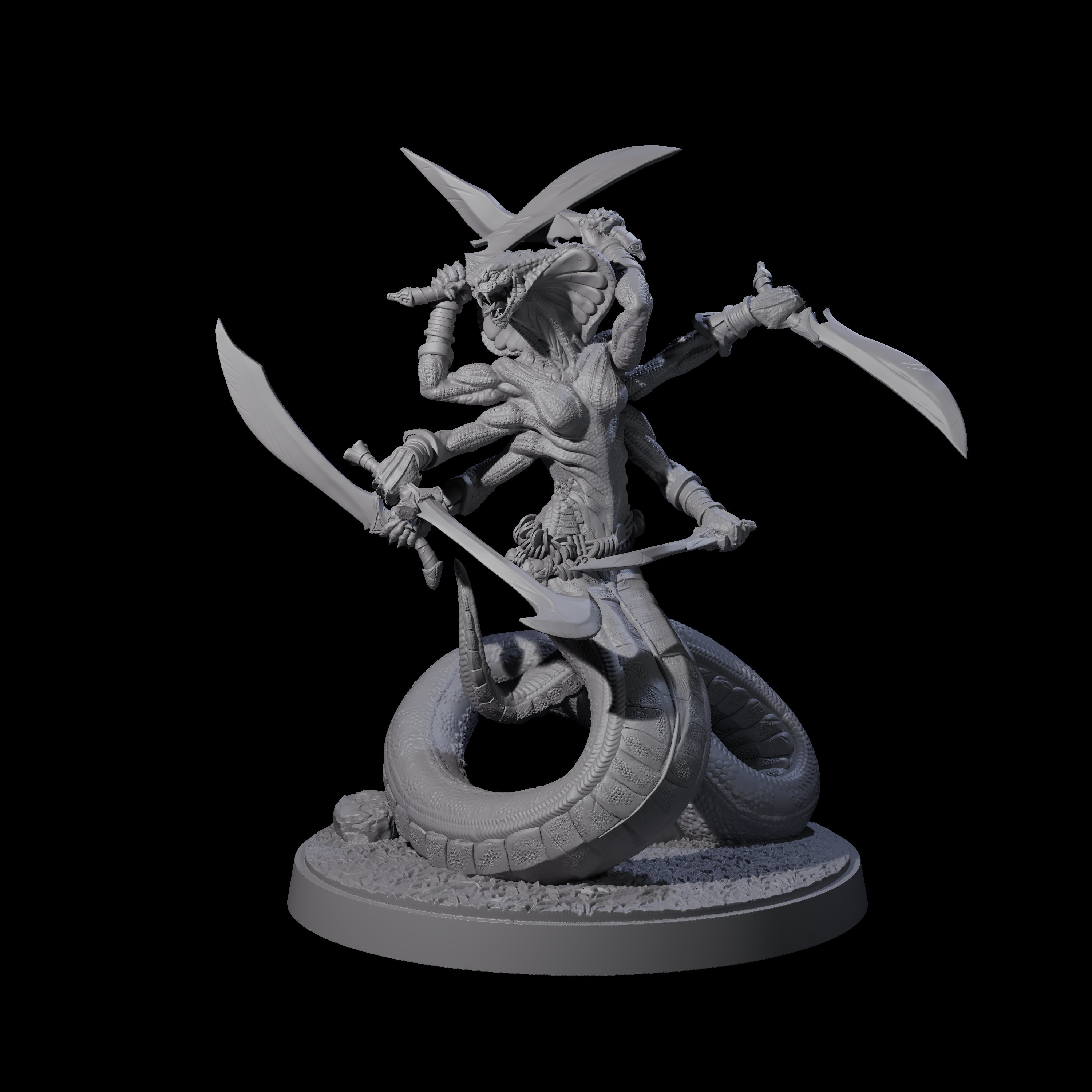Hissing Snake Headed Marilith Miniature for Dungeons and Dragons, Pathfinder or other TTRPGs