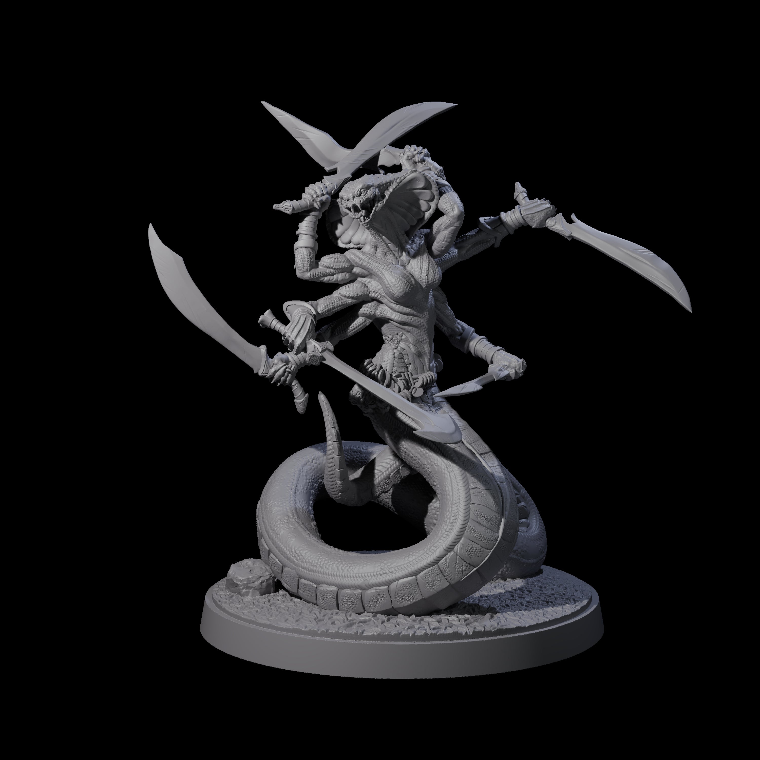 Hissing Snake Headed Marilith Miniature for Dungeons and Dragons, Pathfinder or other TTRPGs