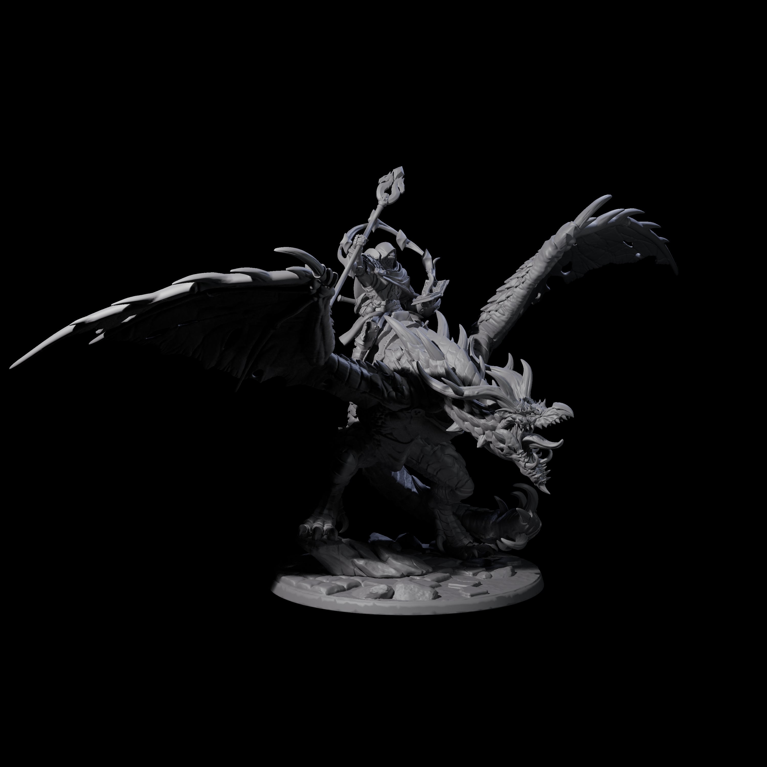 Holy Paladin Dragon Rider Miniature for Dungeons and Dragons, Pathfinder or other TTRPGs