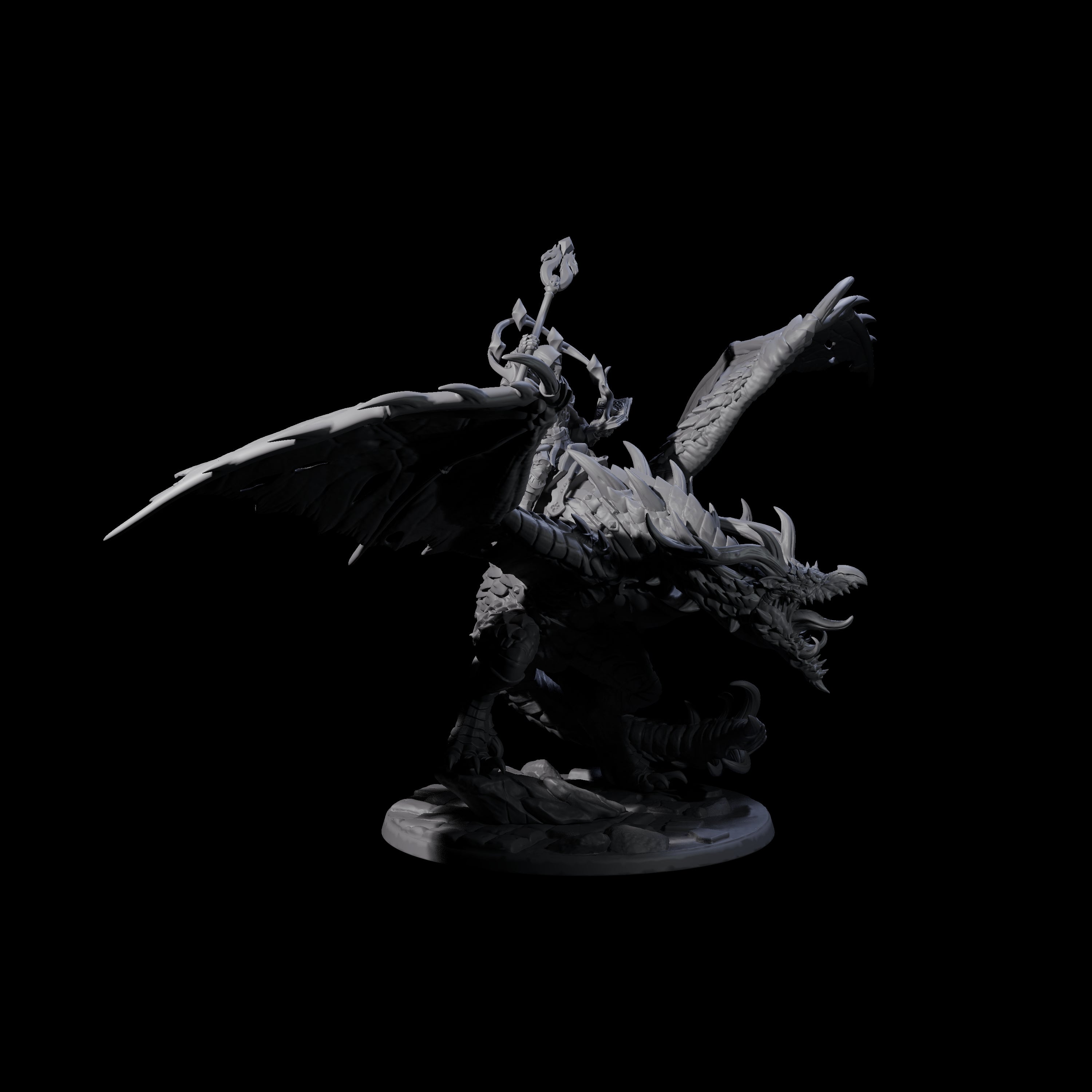 Holy Paladin Dragon Rider Miniature for Dungeons and Dragons, Pathfinder or other TTRPGs