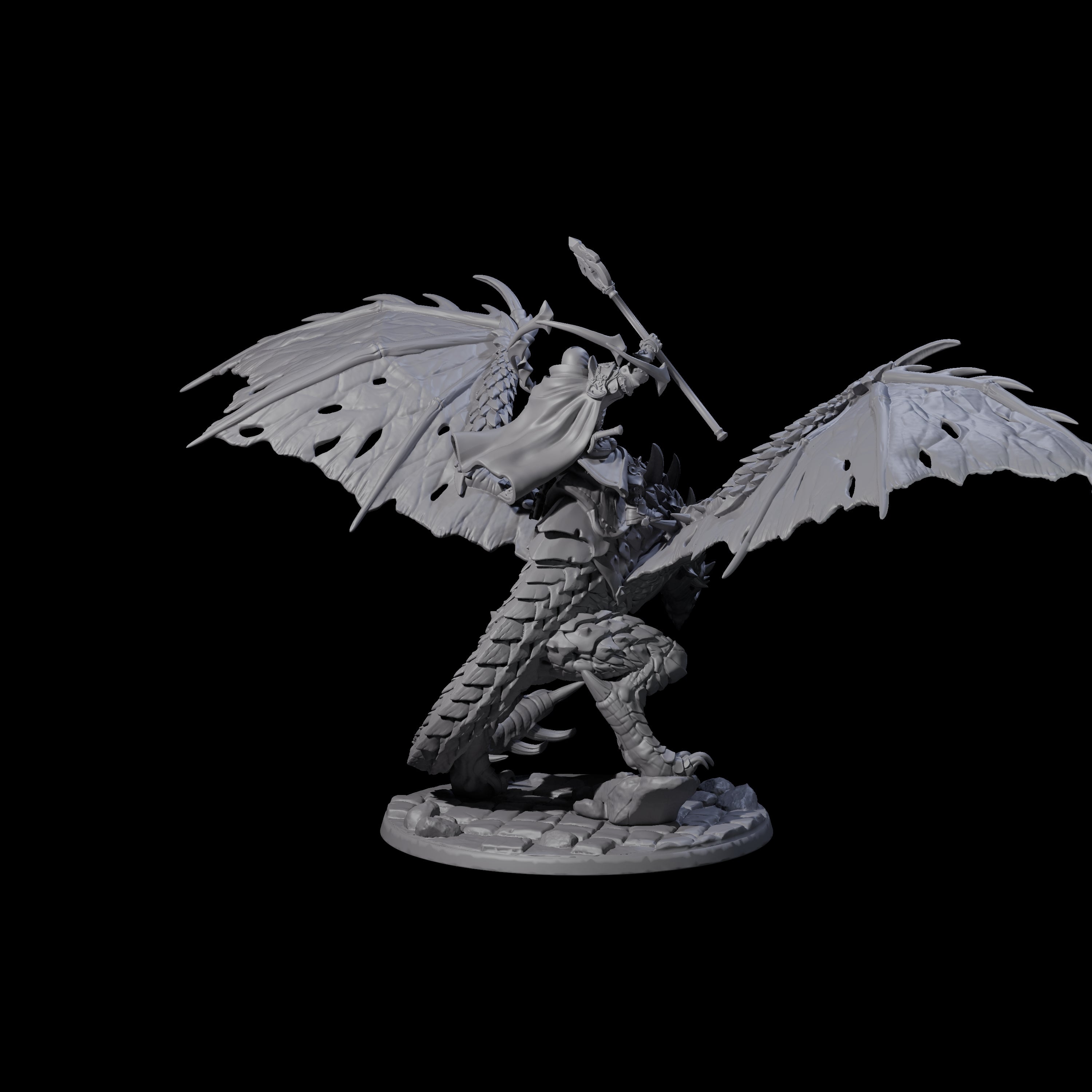 Holy Paladin Dragon Rider Miniature for Dungeons and Dragons, Pathfinder or other TTRPGs