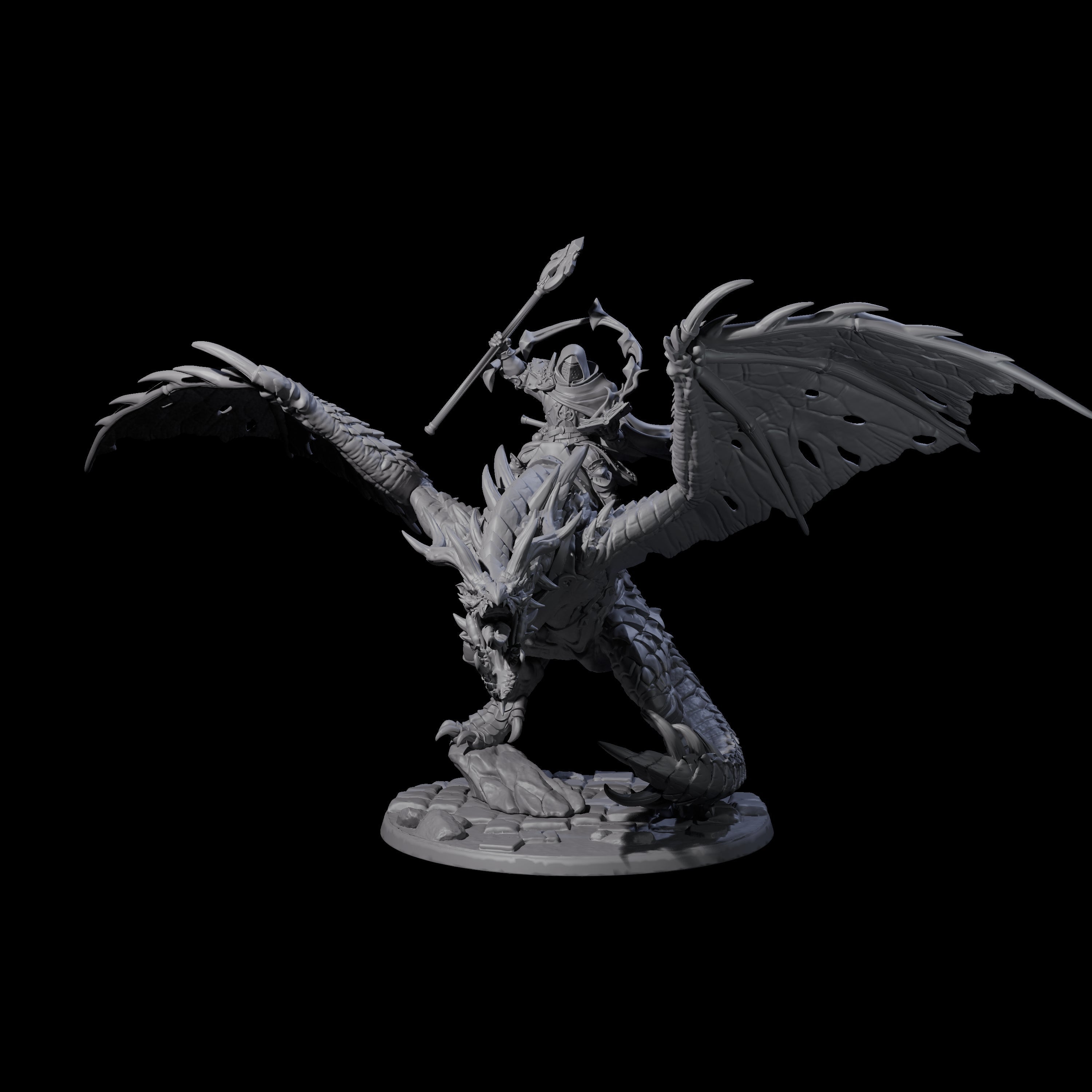 Holy Paladin Dragon Rider Miniature for Dungeons and Dragons, Pathfinder or other TTRPGs