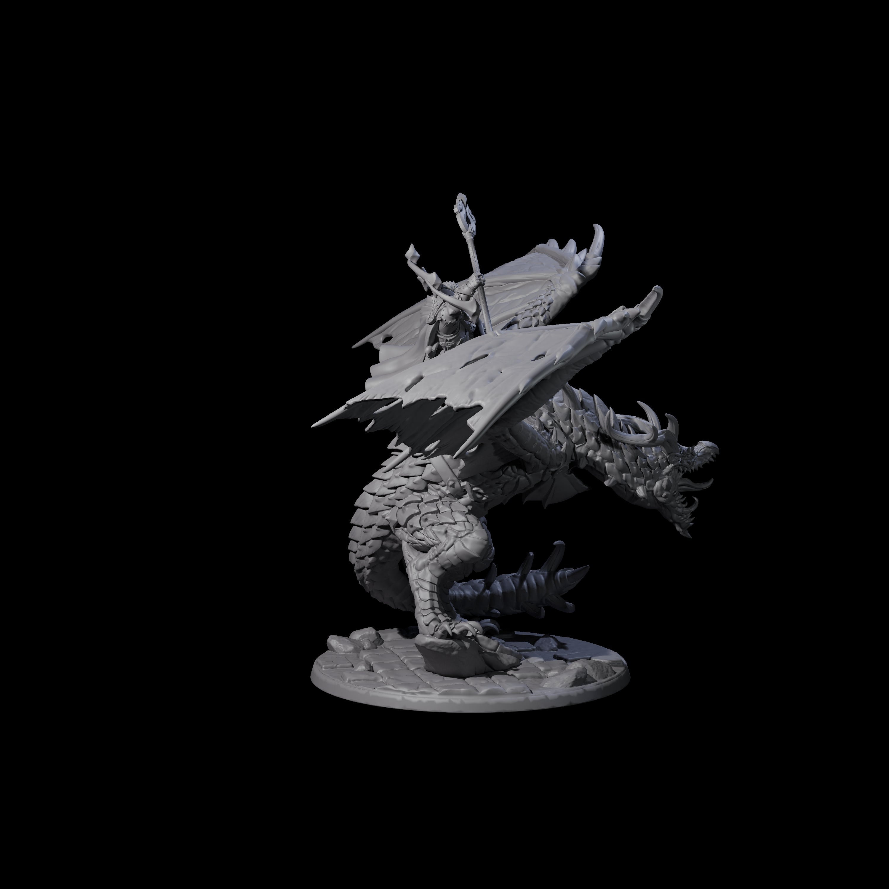 Holy Paladin Dragon Rider Miniature for Dungeons and Dragons, Pathfinder or other TTRPGs