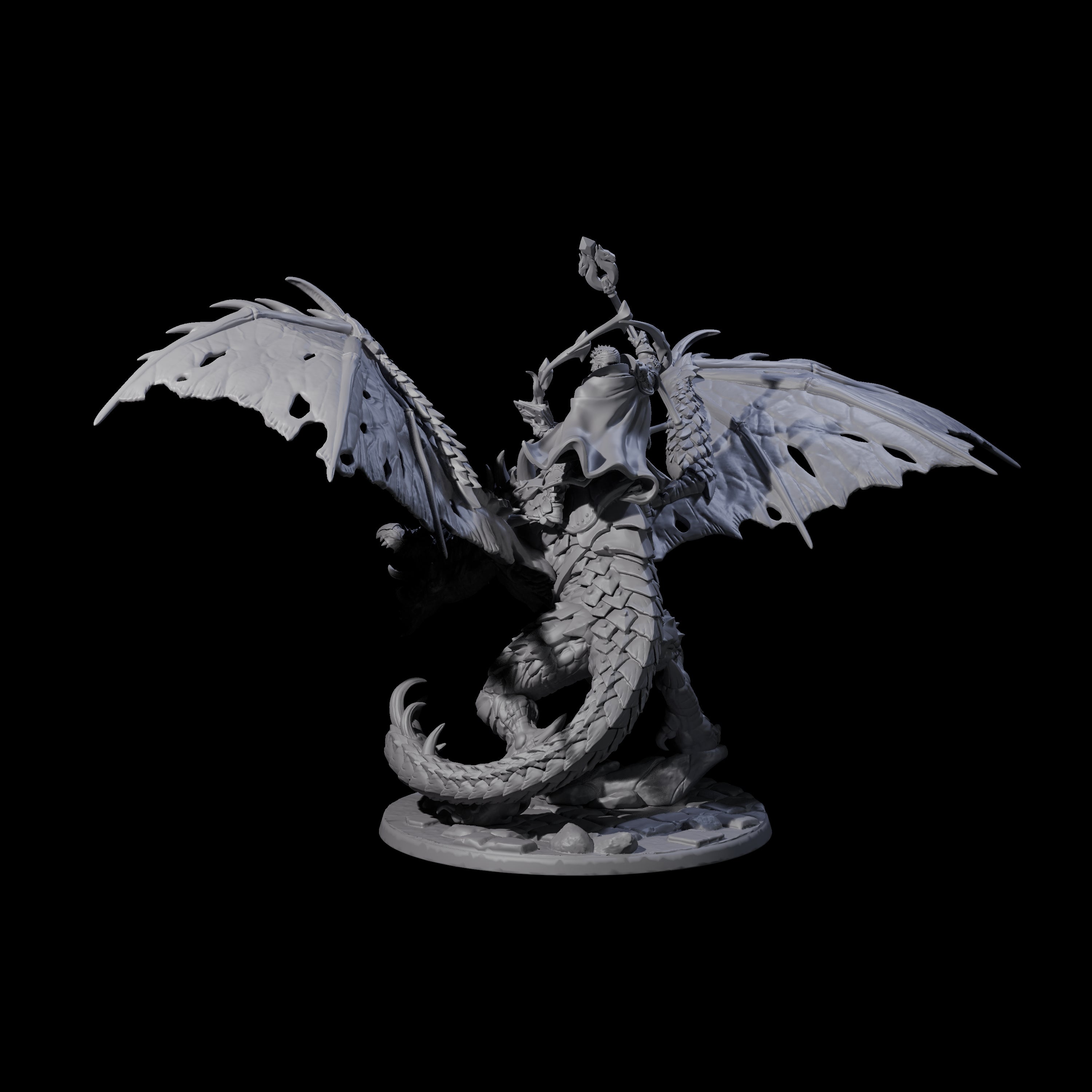 Holy Paladin Dragon Rider Miniature for Dungeons and Dragons, Pathfinder or other TTRPGs