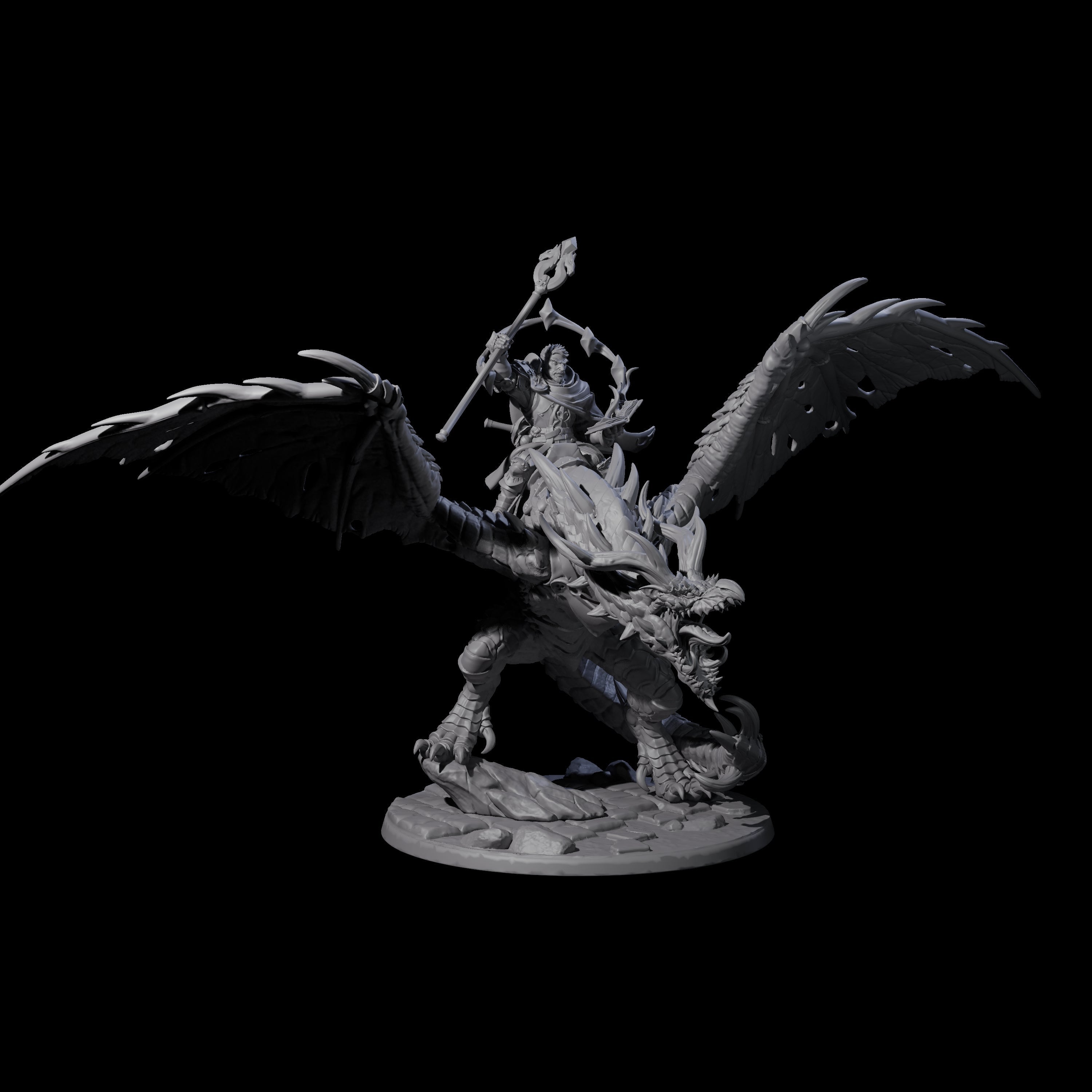 Holy Paladin Dragon Rider Miniature for Dungeons and Dragons, Pathfinder or other TTRPGs