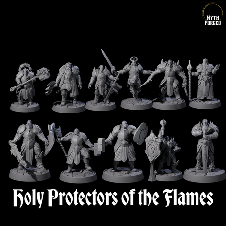 Holy Protectors of the Flames Miniature for Dungeons and Dragons, Pathfinder or other TTRPGs