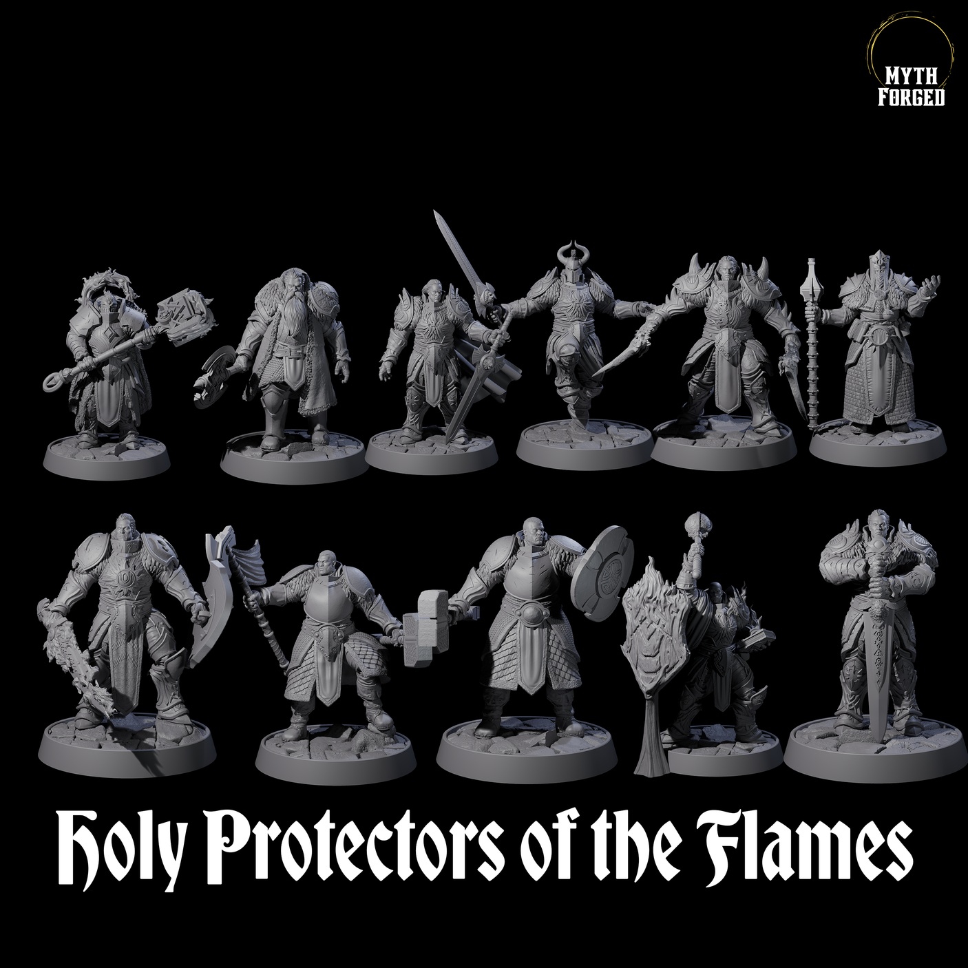 Holy Protectors of the Flames Miniature for Dungeons and Dragons, Pathfinder or other TTRPGs
