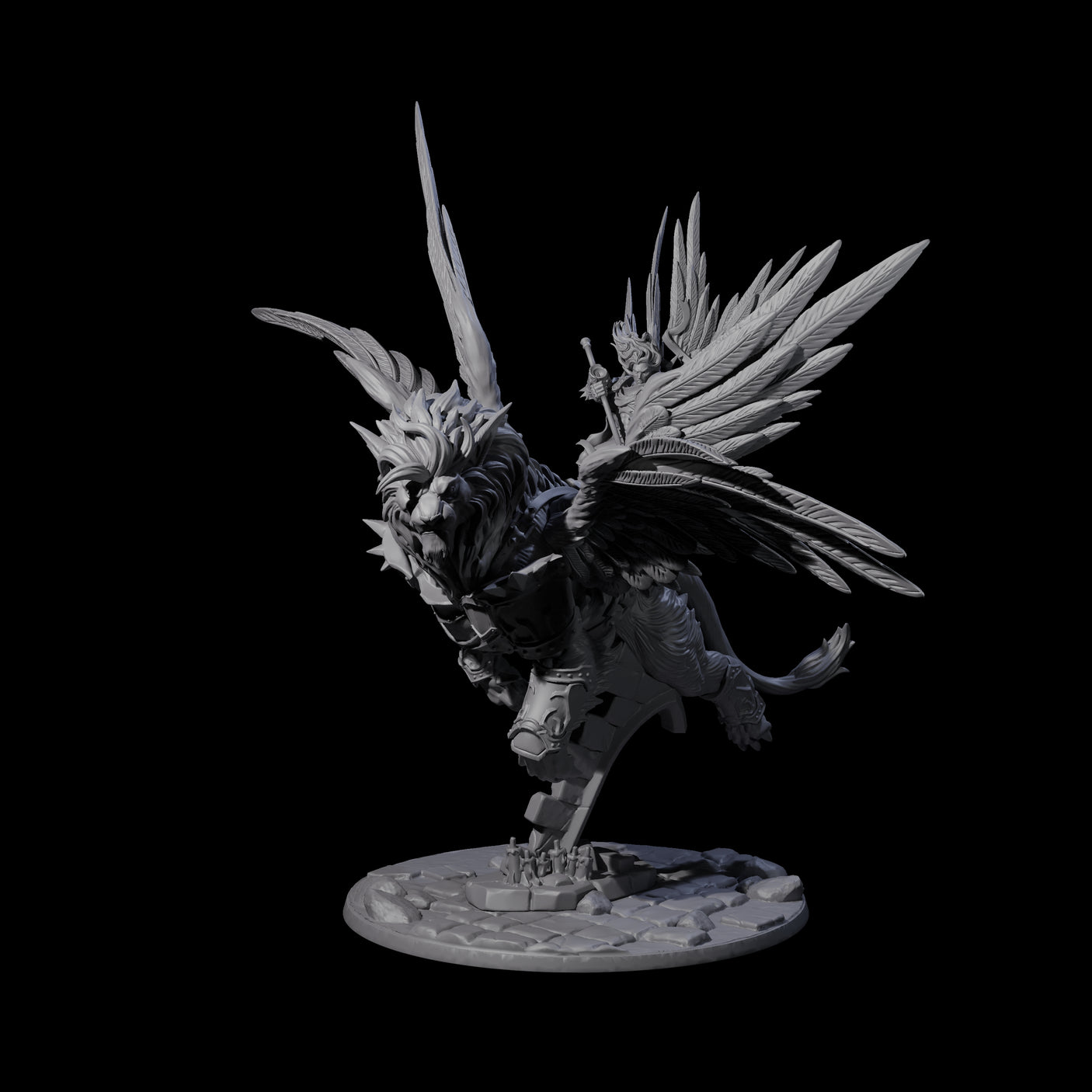 Holy Solar riding into Battle Miniature for Dungeons and Dragons, Pathfinder or other TTRPGs