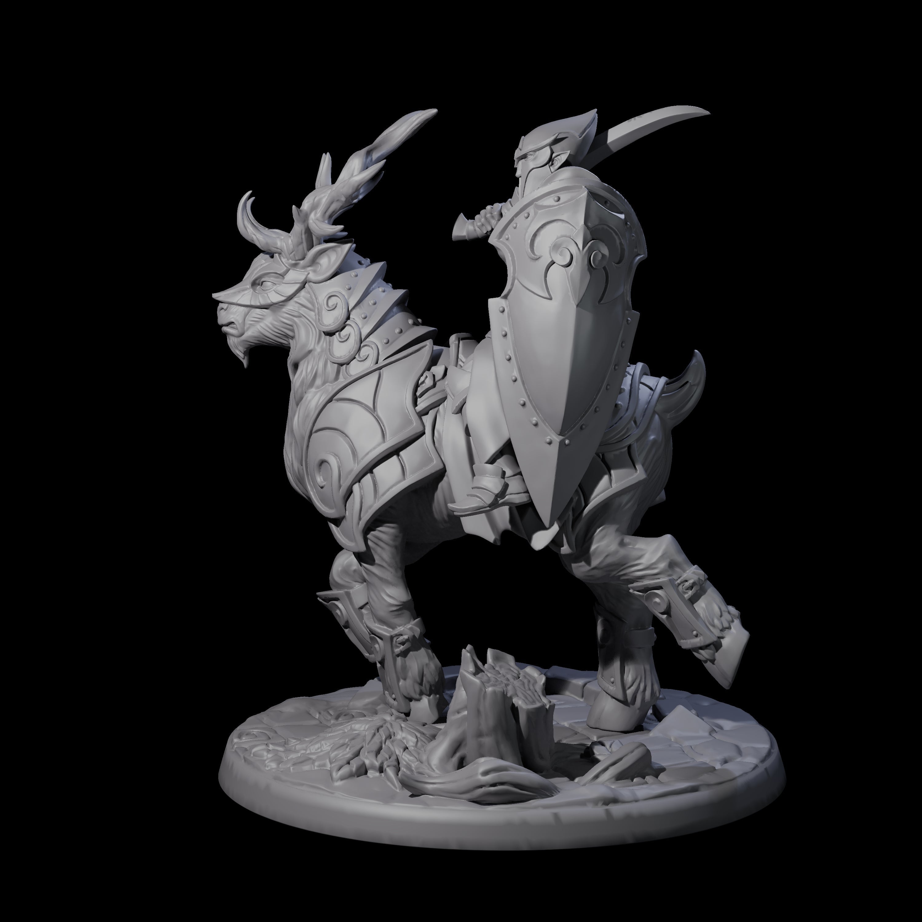 Honourable High Elf Rider on Giant Elk A Miniature for Dungeons and Dragons, Pathfinder or other TTRPGs