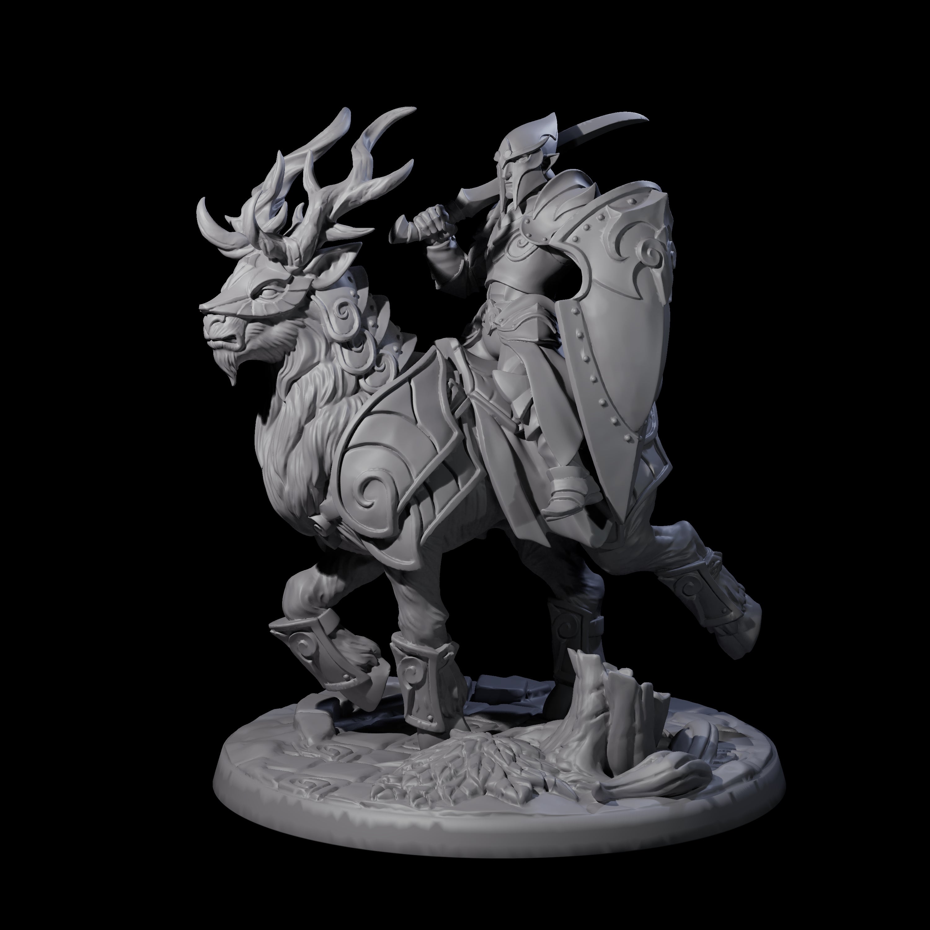 Honourable High Elf Rider on Giant Elk A Miniature for Dungeons and Dragons, Pathfinder or other TTRPGs