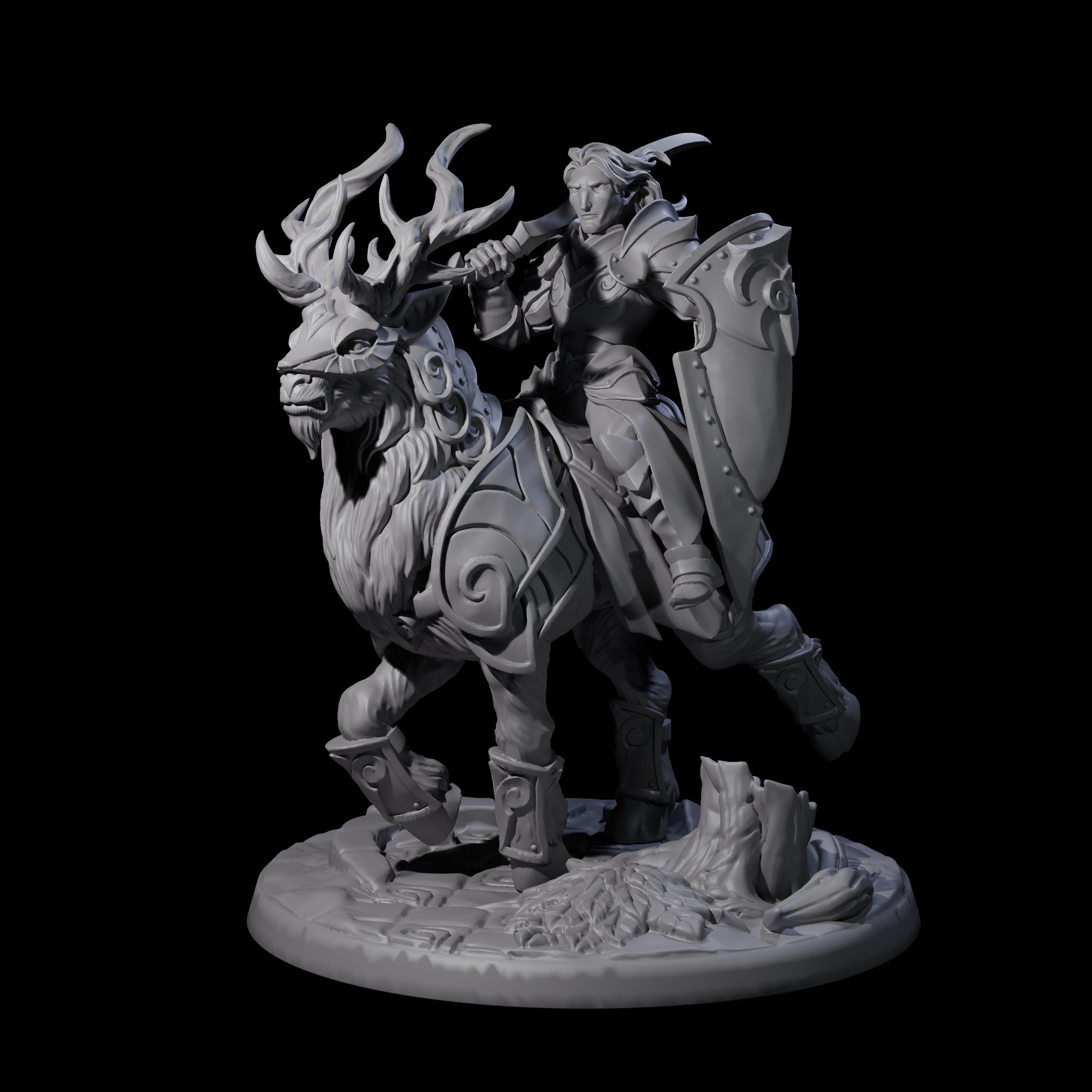 Honourable High Elf Rider on Giant Elk A Miniature for Dungeons and Dragons, Pathfinder or other TTRPGs