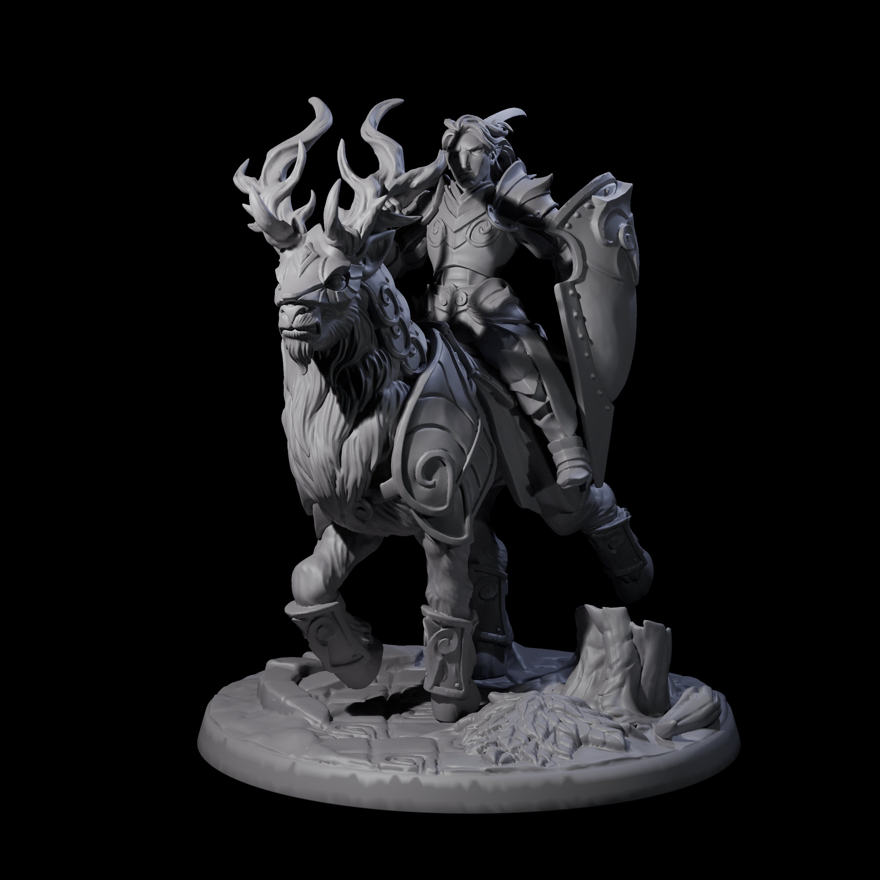 Honourable High Elf Rider on Giant Elk A Miniature for Dungeons and Dragons, Pathfinder or other TTRPGs