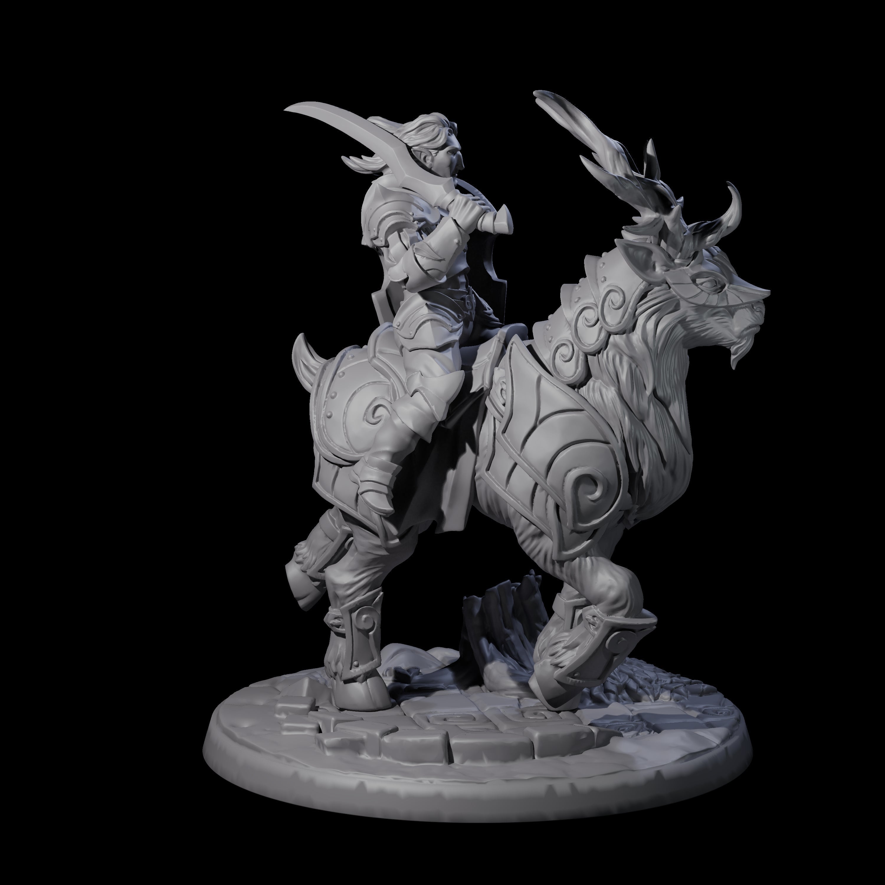 Honourable High Elf Rider on Giant Elk A Miniature for Dungeons and Dragons, Pathfinder or other TTRPGs