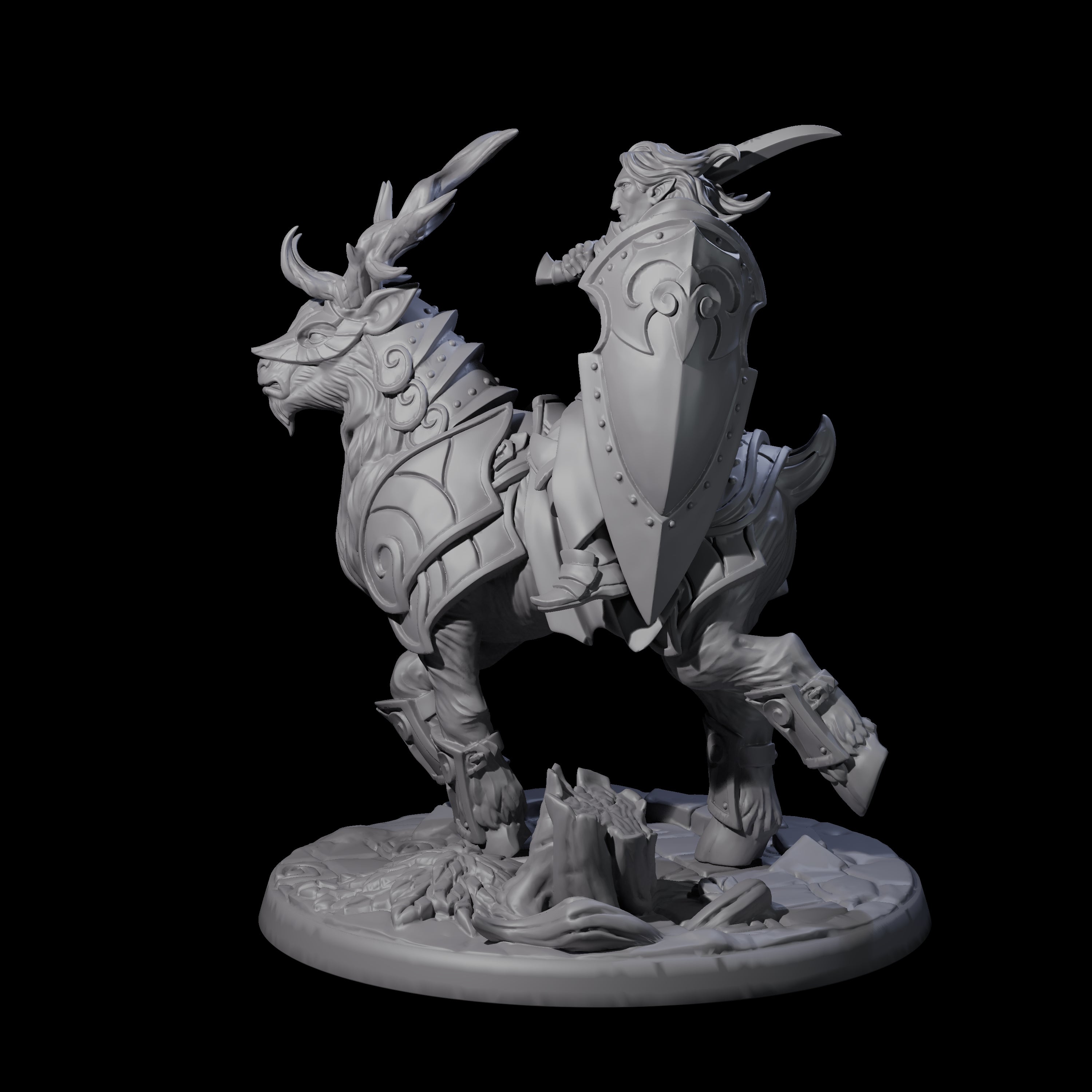 Honourable High Elf Rider on Giant Elk A Miniature for Dungeons and Dragons, Pathfinder or other TTRPGs