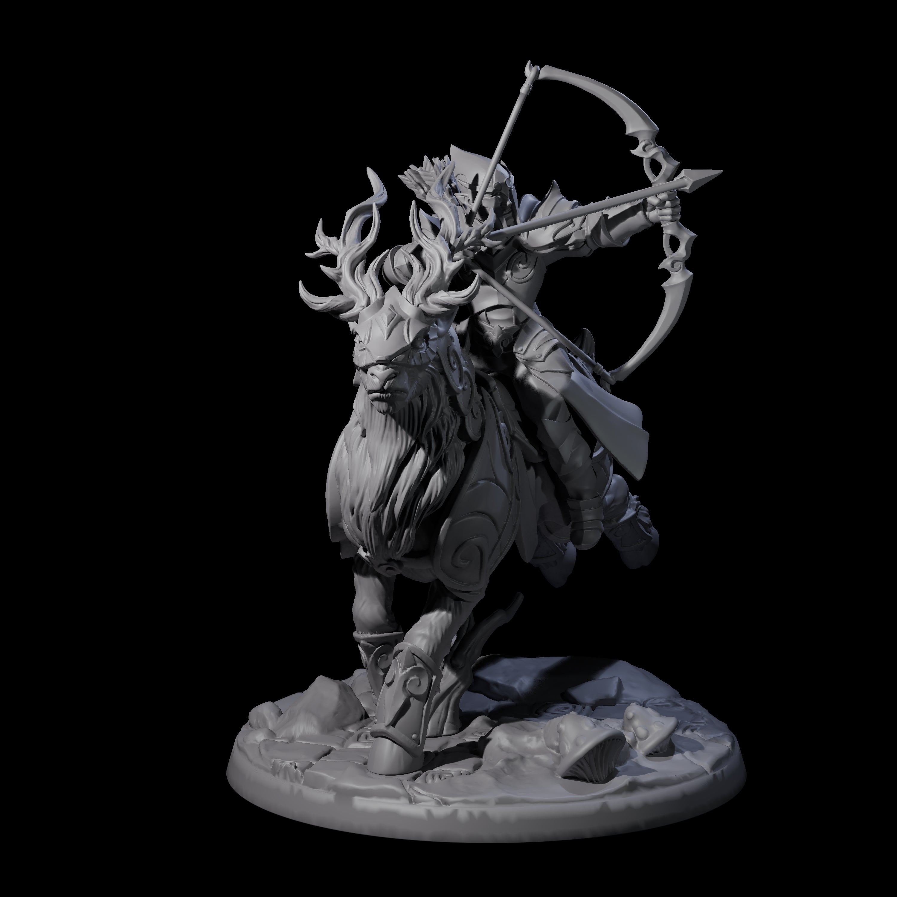 Honourable High Elf Rider on Giant Elk B Miniature for Dungeons and Dragons, Pathfinder or other TTRPGs