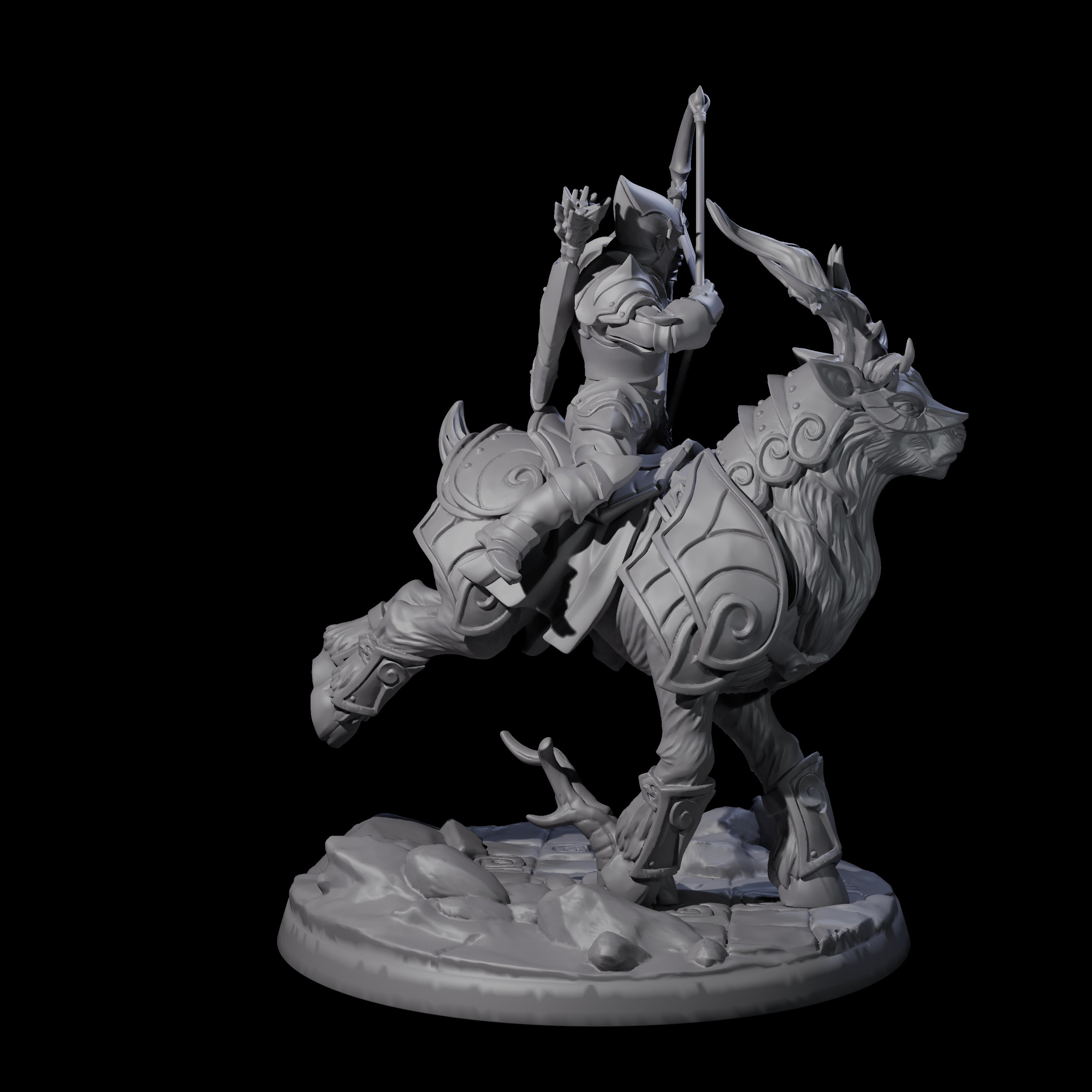 Honourable High Elf Rider on Giant Elk B Miniature for Dungeons and Dragons, Pathfinder or other TTRPGs