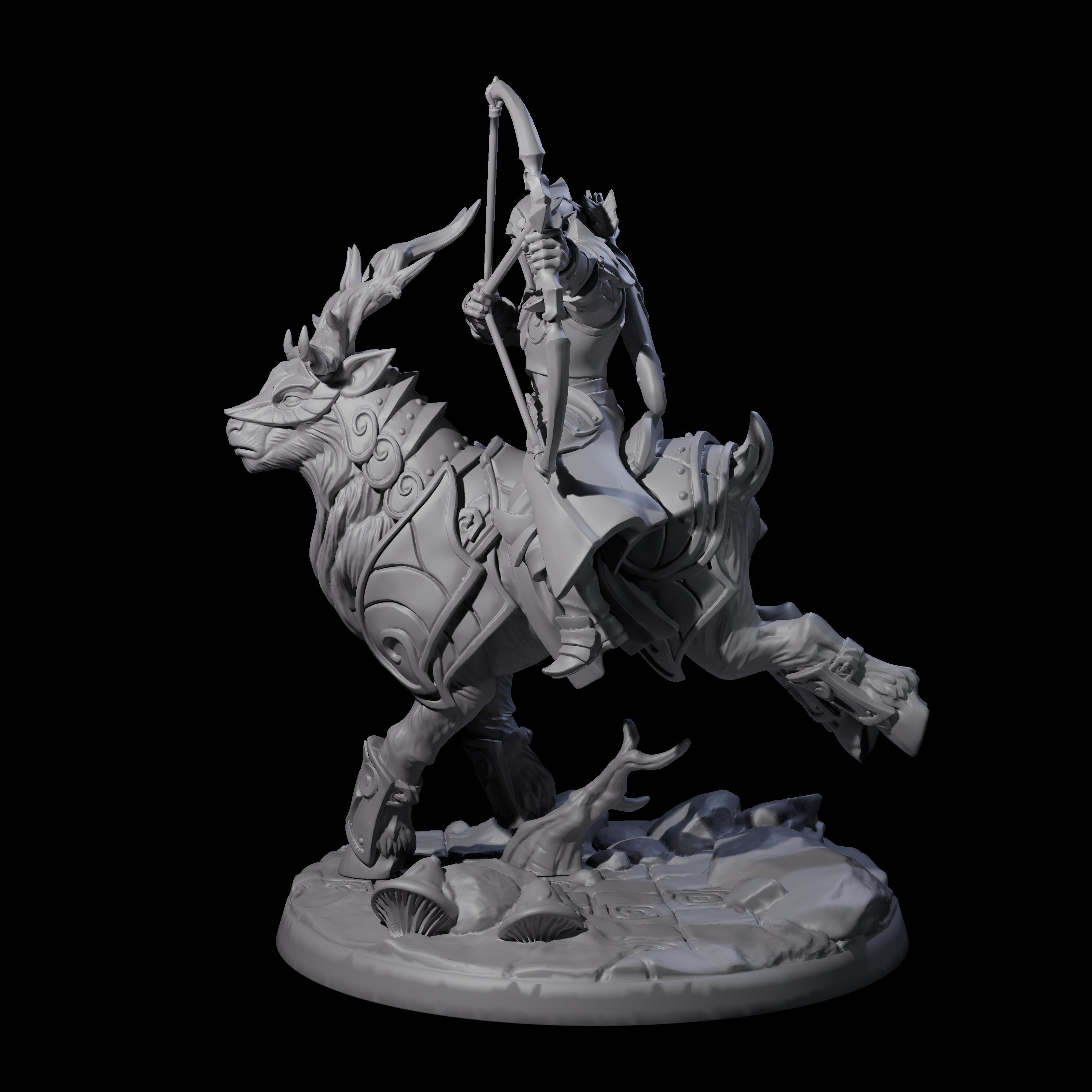 Honourable High Elf Rider on Giant Elk B Miniature for Dungeons and Dragons, Pathfinder or other TTRPGs