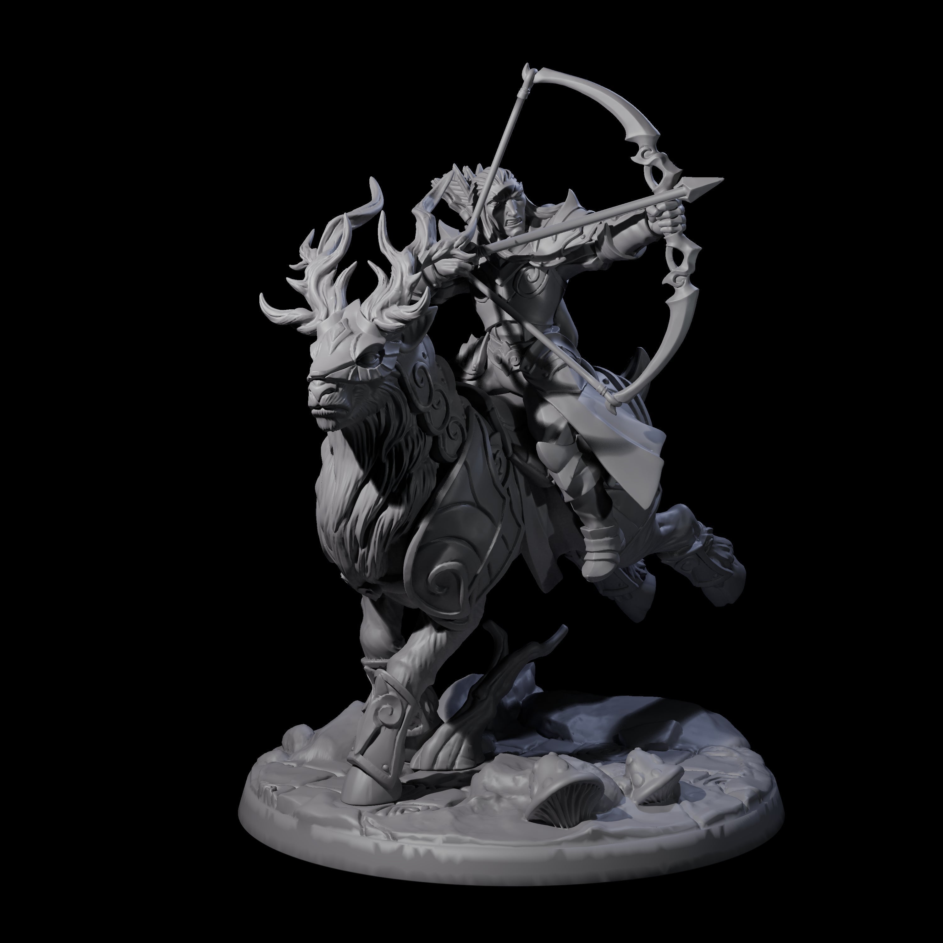 Honourable High Elf Rider on Giant Elk B Miniature for Dungeons and Dragons, Pathfinder or other TTRPGs