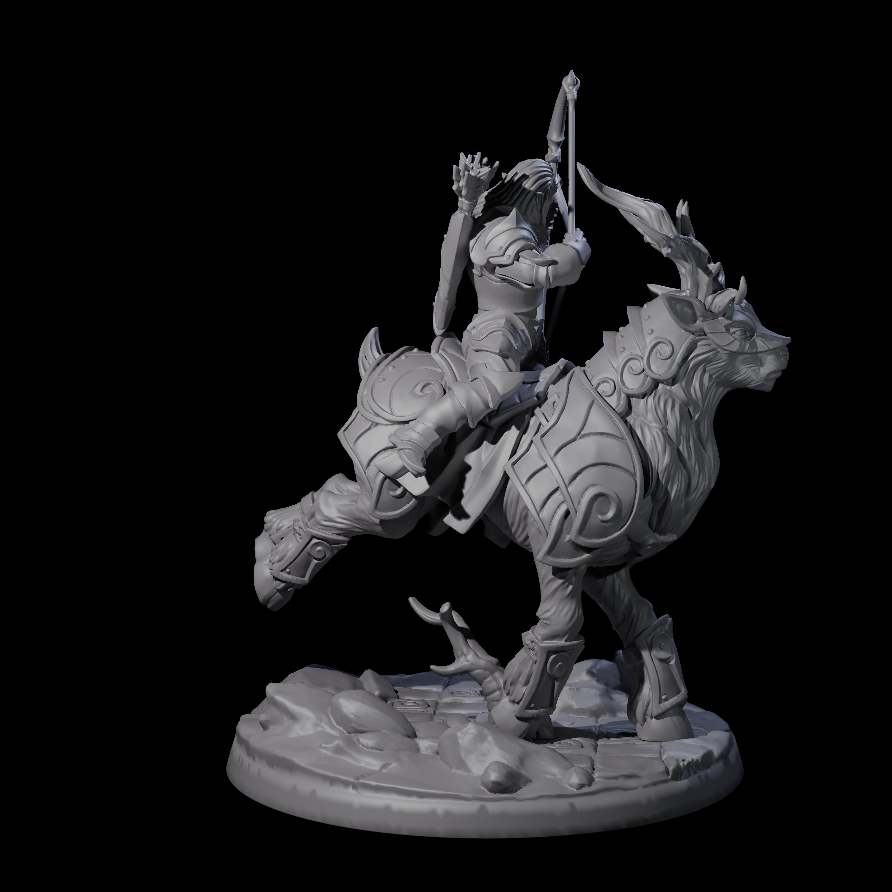 Honourable High Elf Rider on Giant Elk B Miniature for Dungeons and Dragons, Pathfinder or other TTRPGs