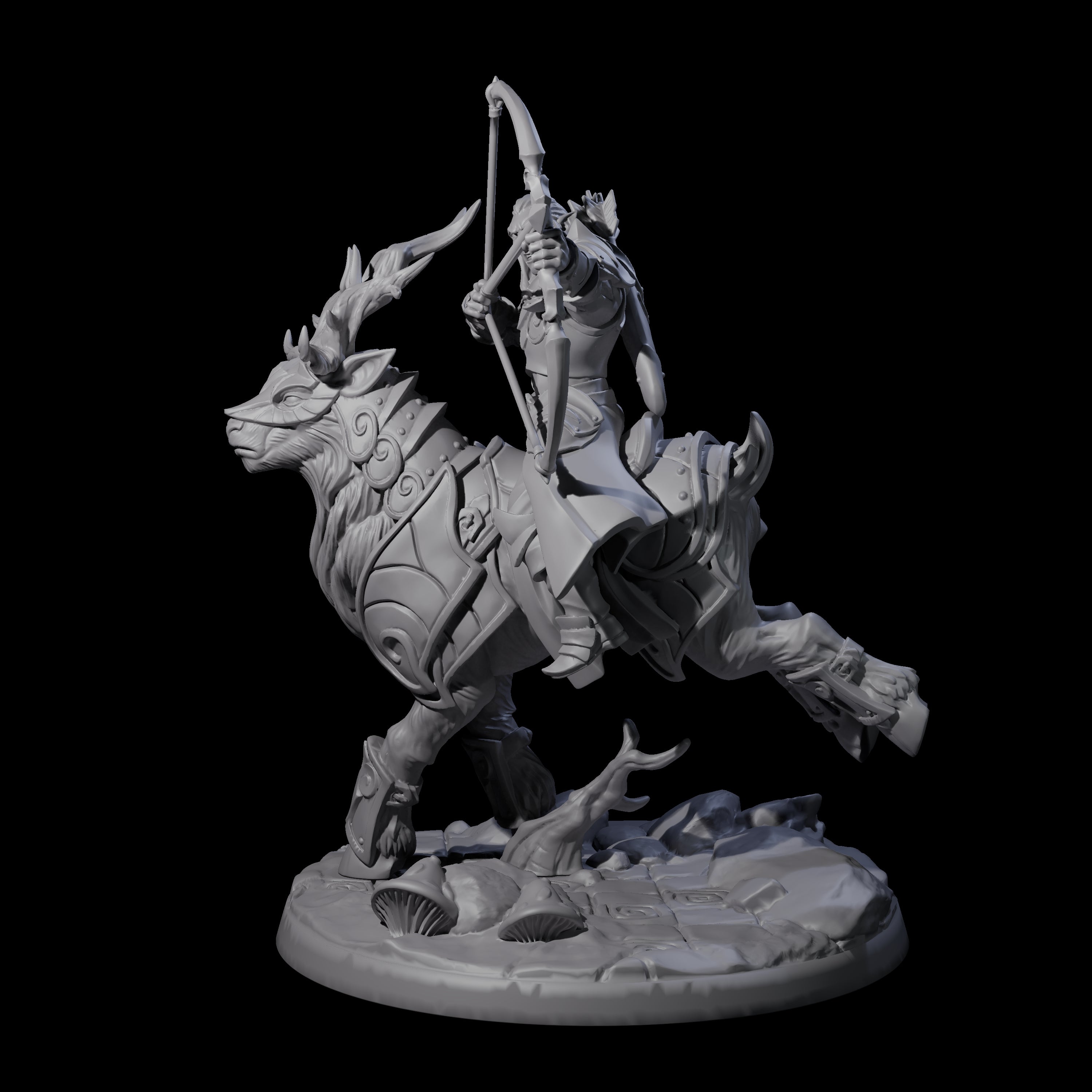 Honourable High Elf Rider on Giant Elk B Miniature for Dungeons and Dragons, Pathfinder or other TTRPGs