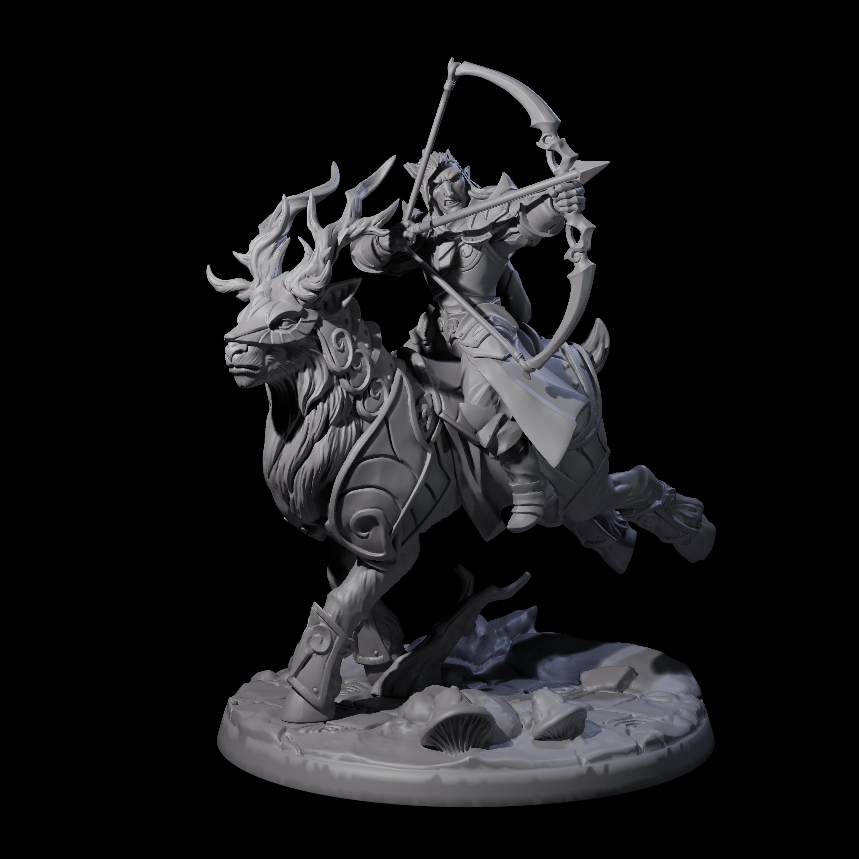 Honourable High Elf Rider on Giant Elk B Miniature for Dungeons and Dragons, Pathfinder or other TTRPGs