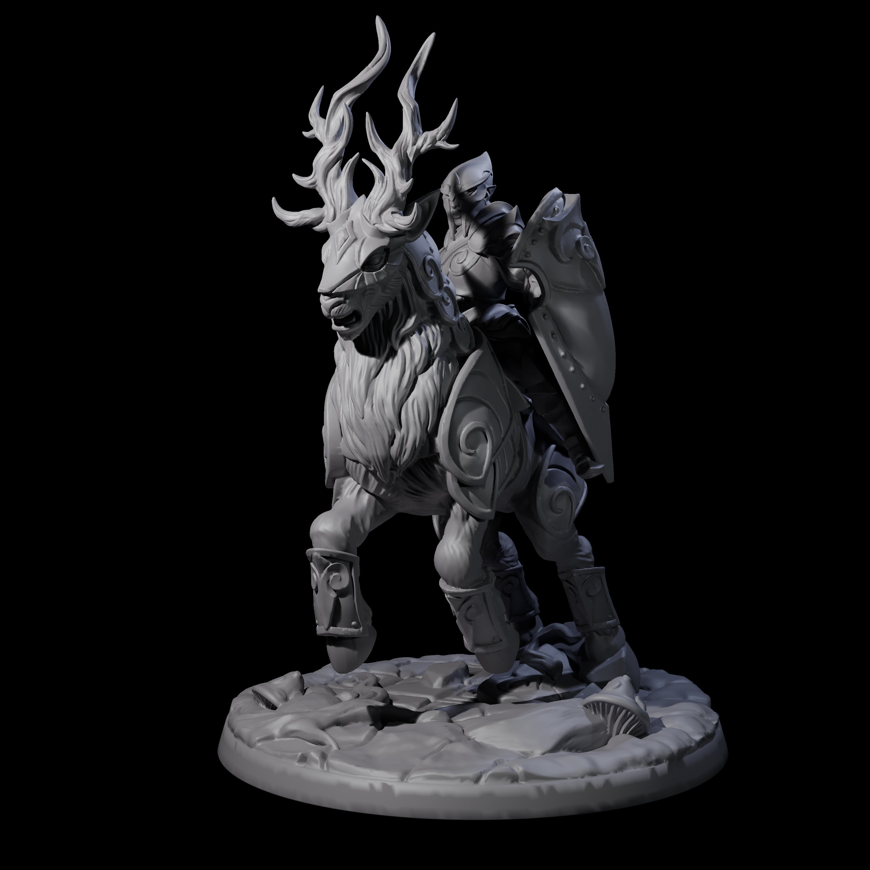 Honourable High Elf Rider on Giant Elk C Miniature for Dungeons and Dragons, Pathfinder or other TTRPGs