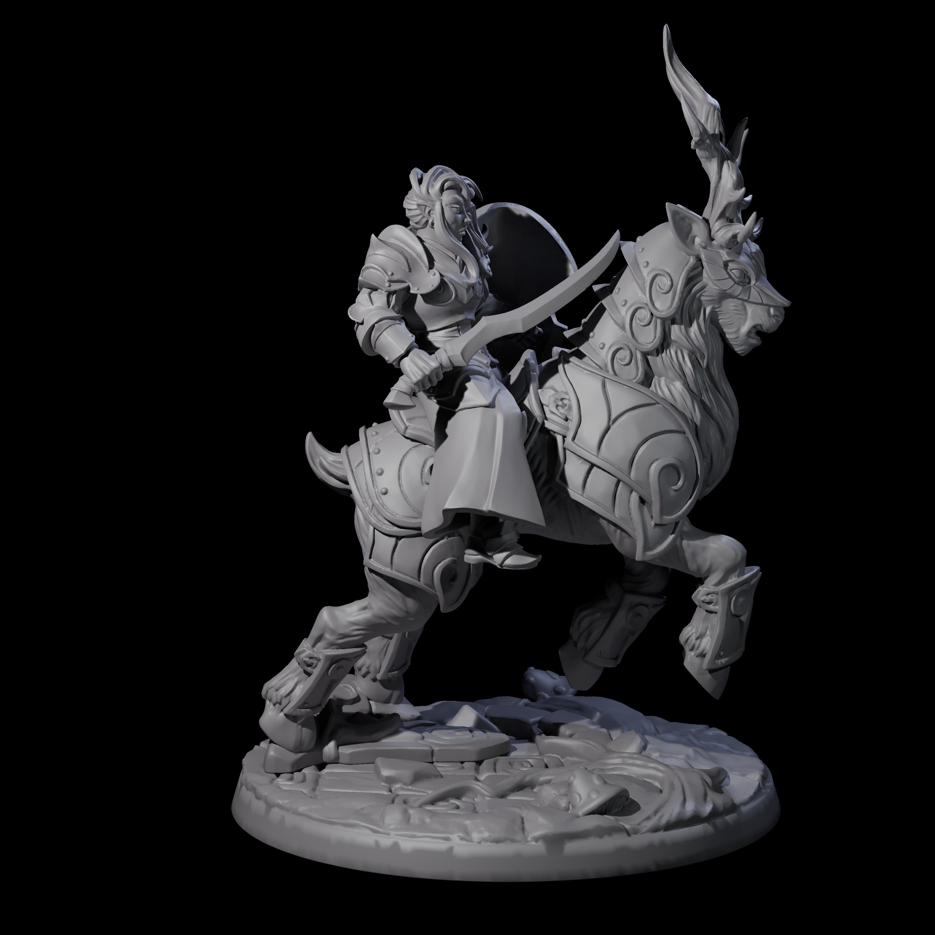 Honourable High Elf Rider on Giant Elk C Miniature for Dungeons and Dragons, Pathfinder or other TTRPGs