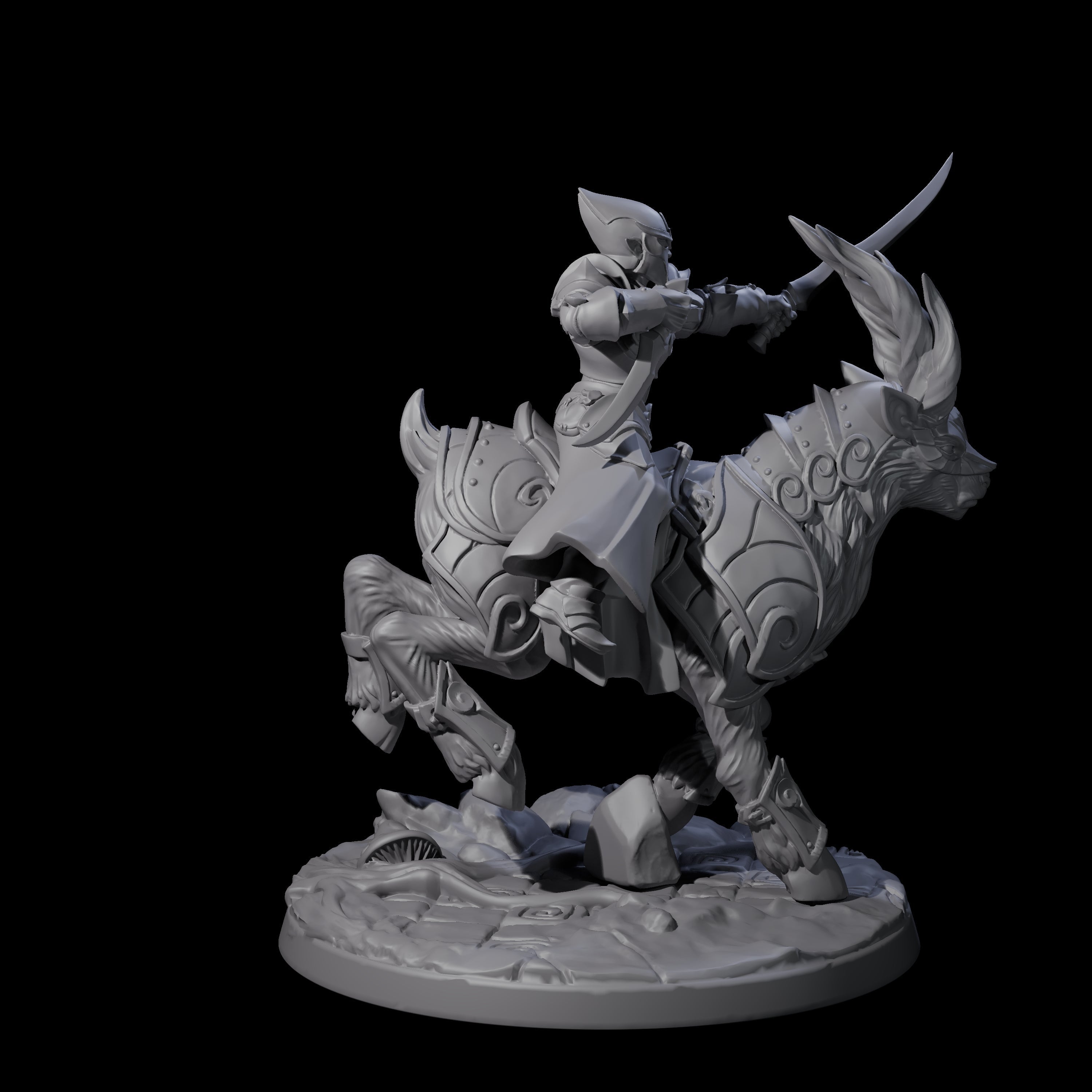 Honourable High Elf Rider on Giant Elk D Miniature for Dungeons and Dragons, Pathfinder or other TTRPGs