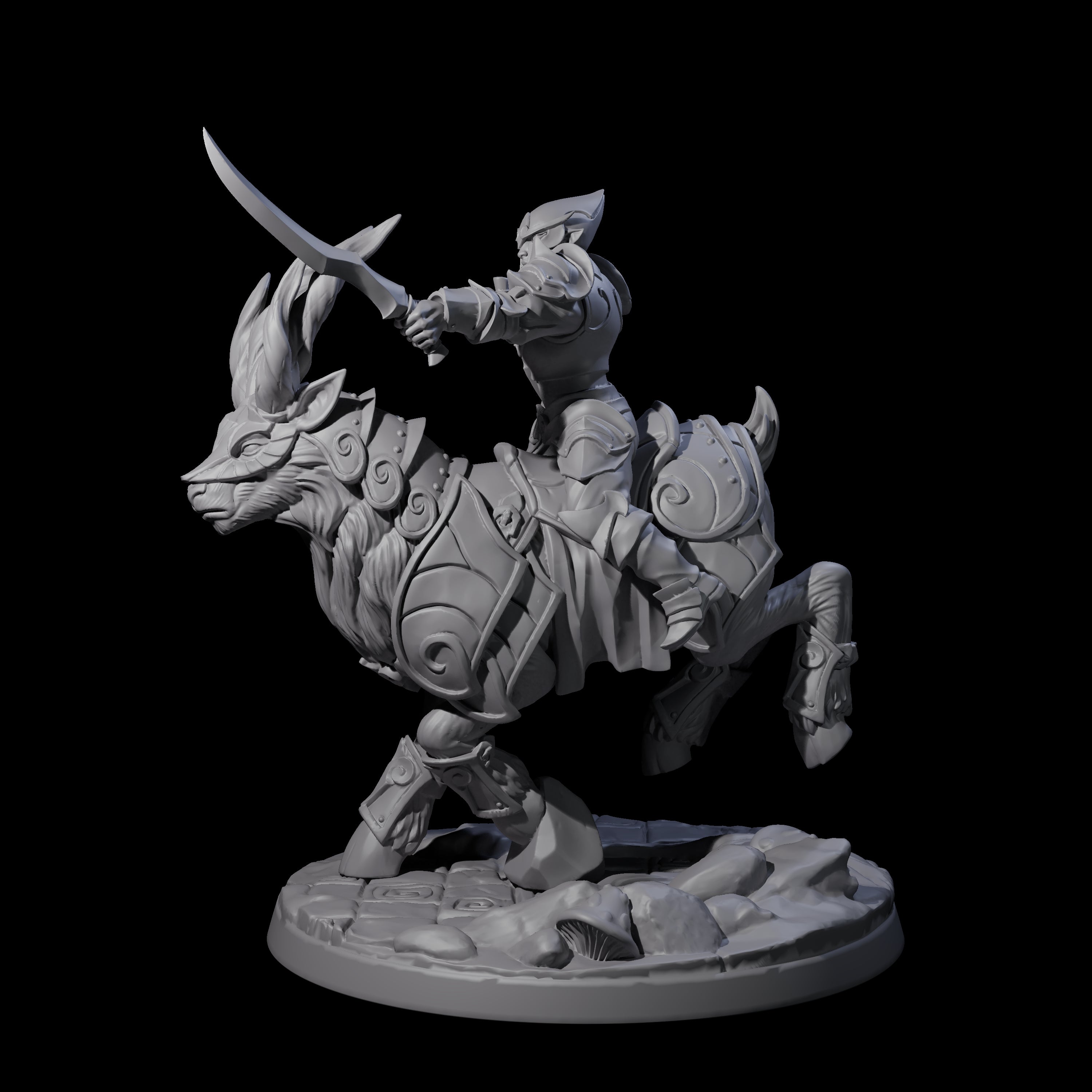 Honourable High Elf Rider on Giant Elk D Miniature for Dungeons and Dragons, Pathfinder or other TTRPGs