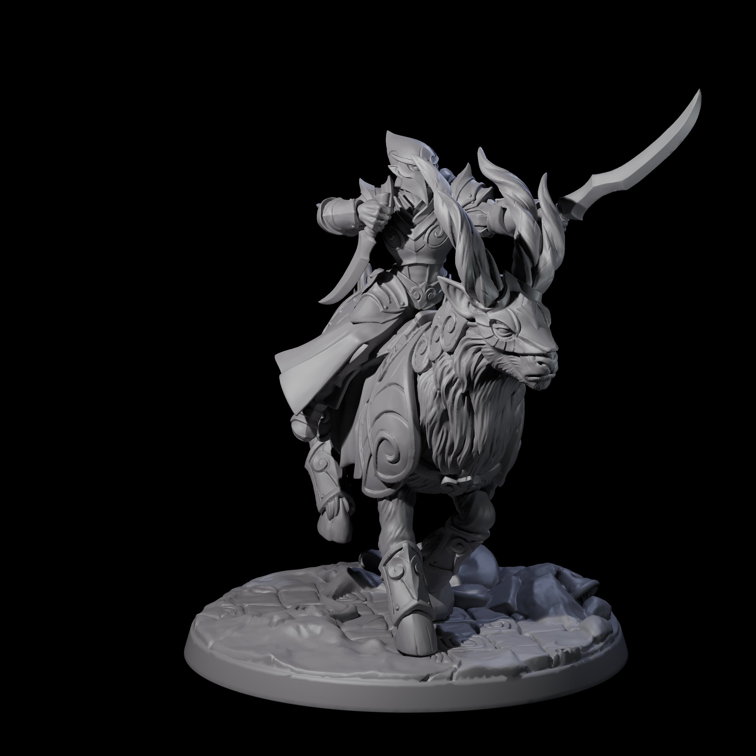 Honourable High Elf Rider on Giant Elk D Miniature for Dungeons and Dragons, Pathfinder or other TTRPGs