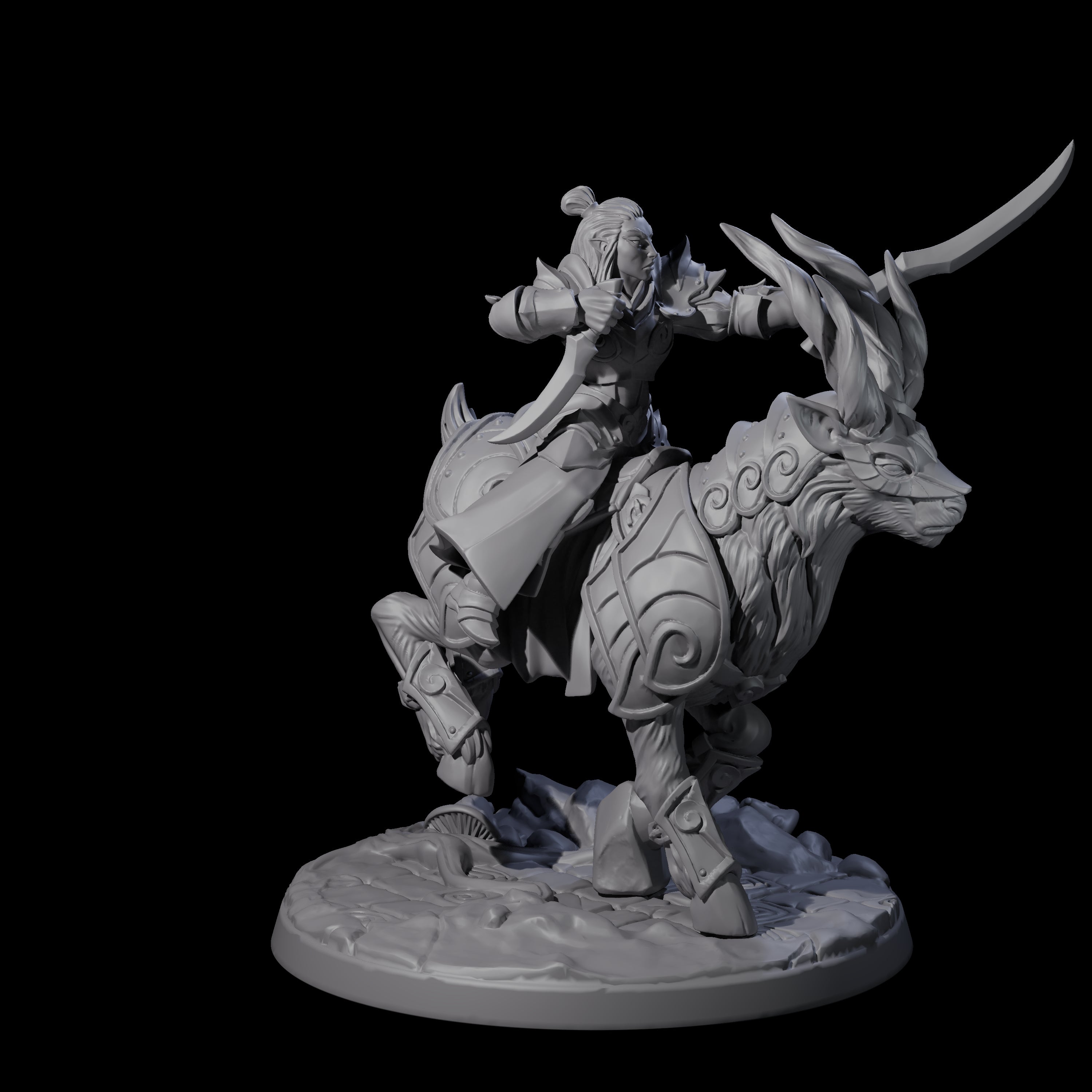 Honourable High Elf Rider on Giant Elk D Miniature for Dungeons and Dragons, Pathfinder or other TTRPGs