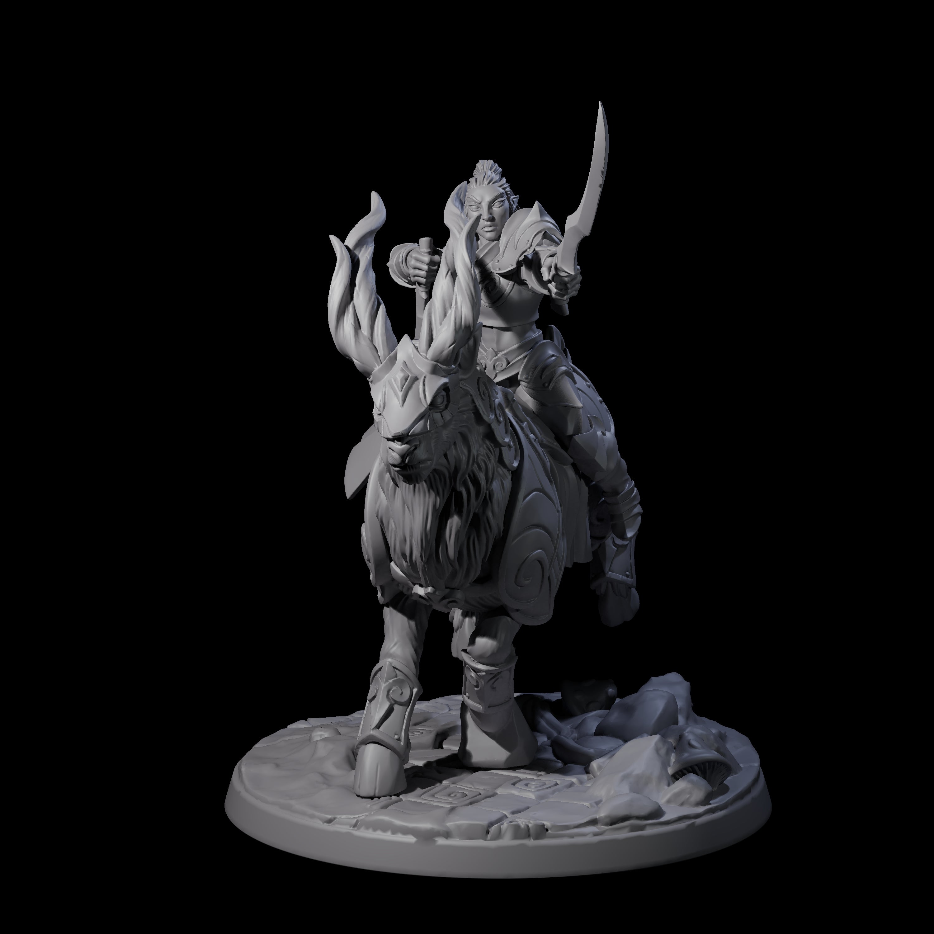 Honourable High Elf Rider on Giant Elk D Miniature for Dungeons and Dragons, Pathfinder or other TTRPGs