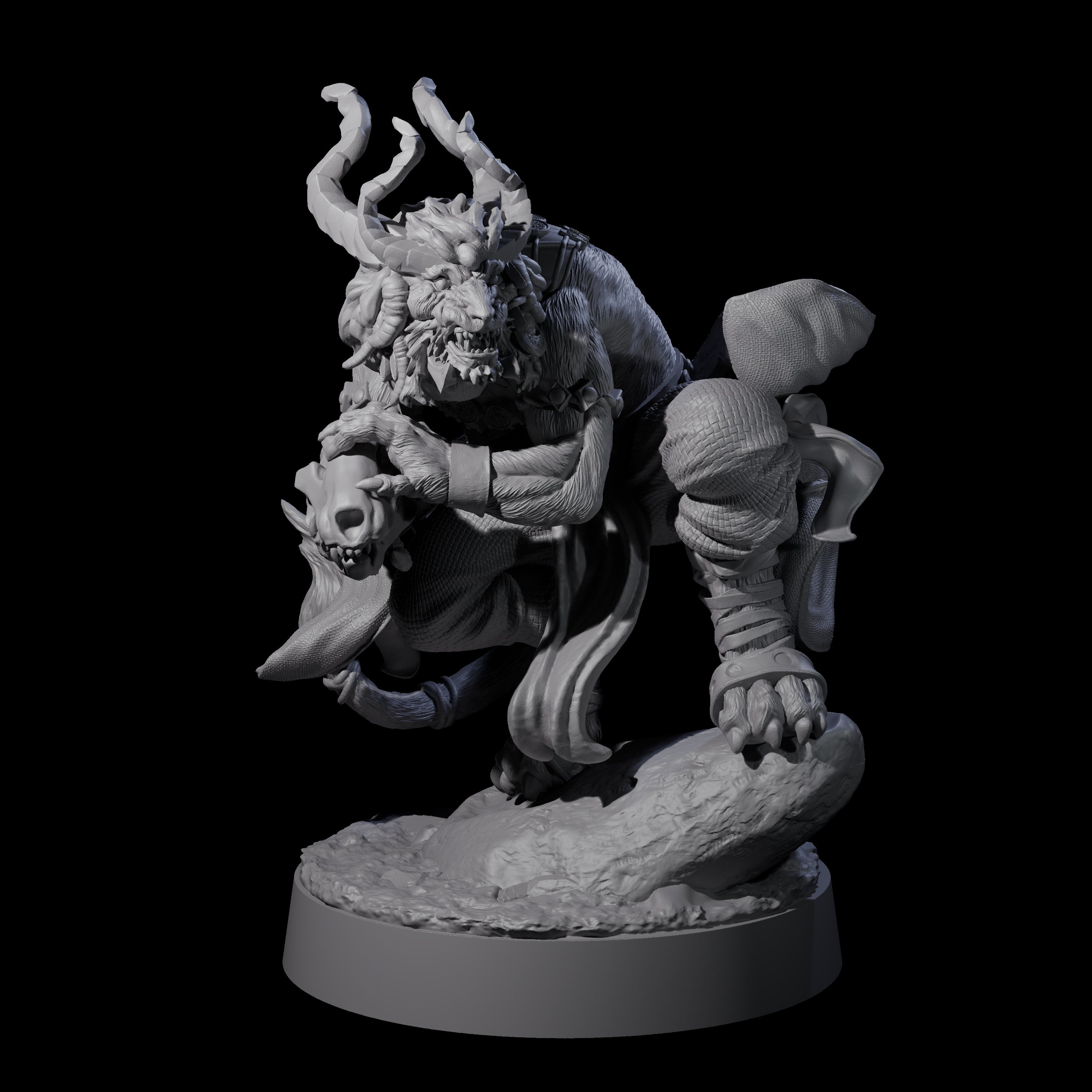 Horned Leonin Lunatic Miniature for Dungeons and Dragons, Pathfinder or other TTRPGs