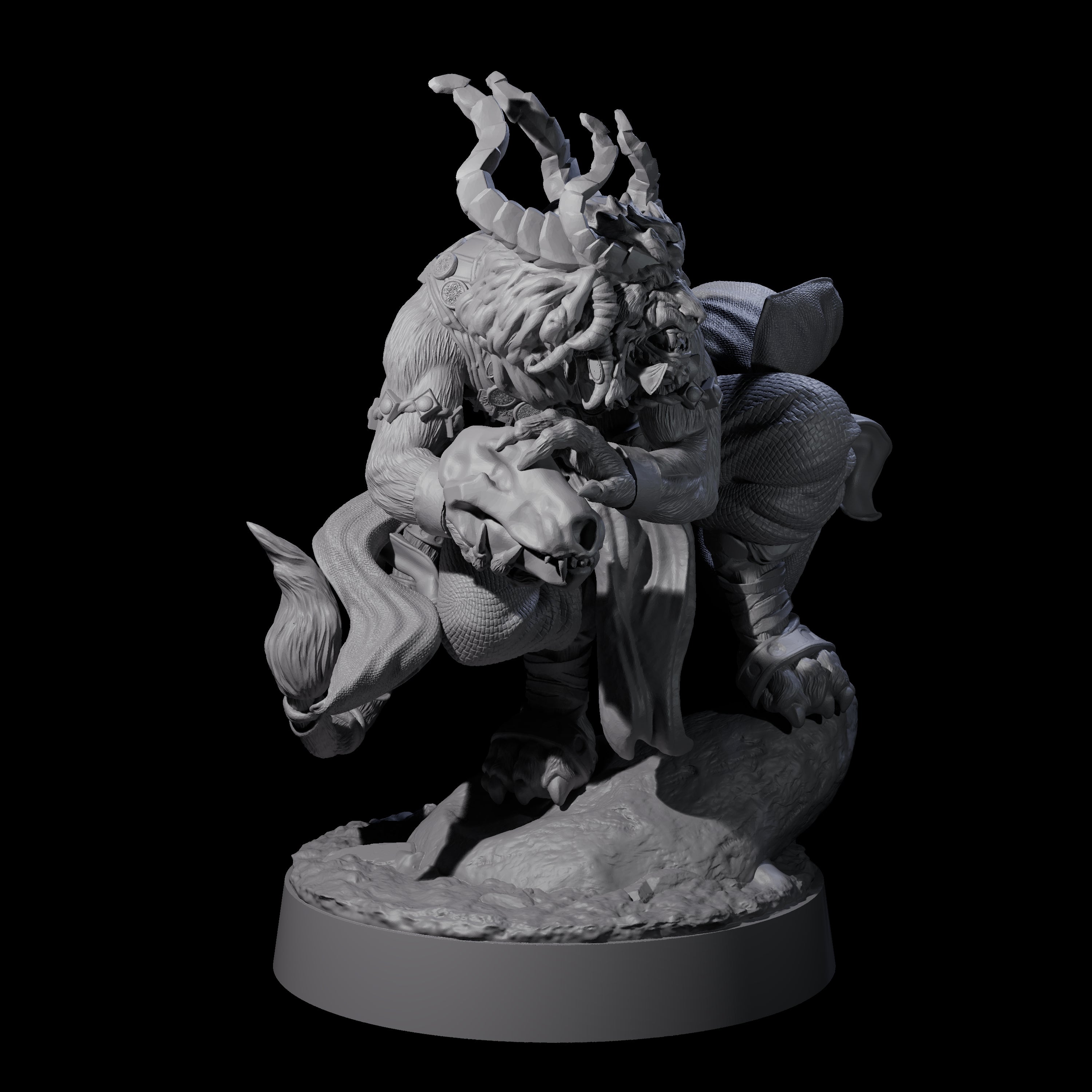 Horned Leonin Lunatic Miniature for Dungeons and Dragons, Pathfinder or other TTRPGs