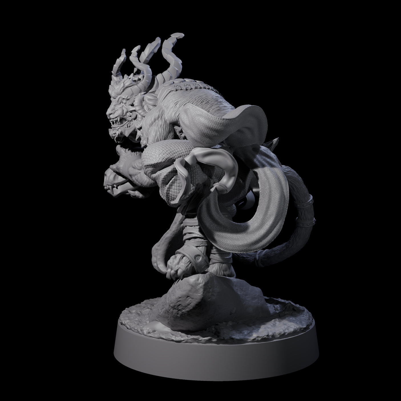Horned Leonin Lunatic Miniature for Dungeons and Dragons, Pathfinder or other TTRPGs