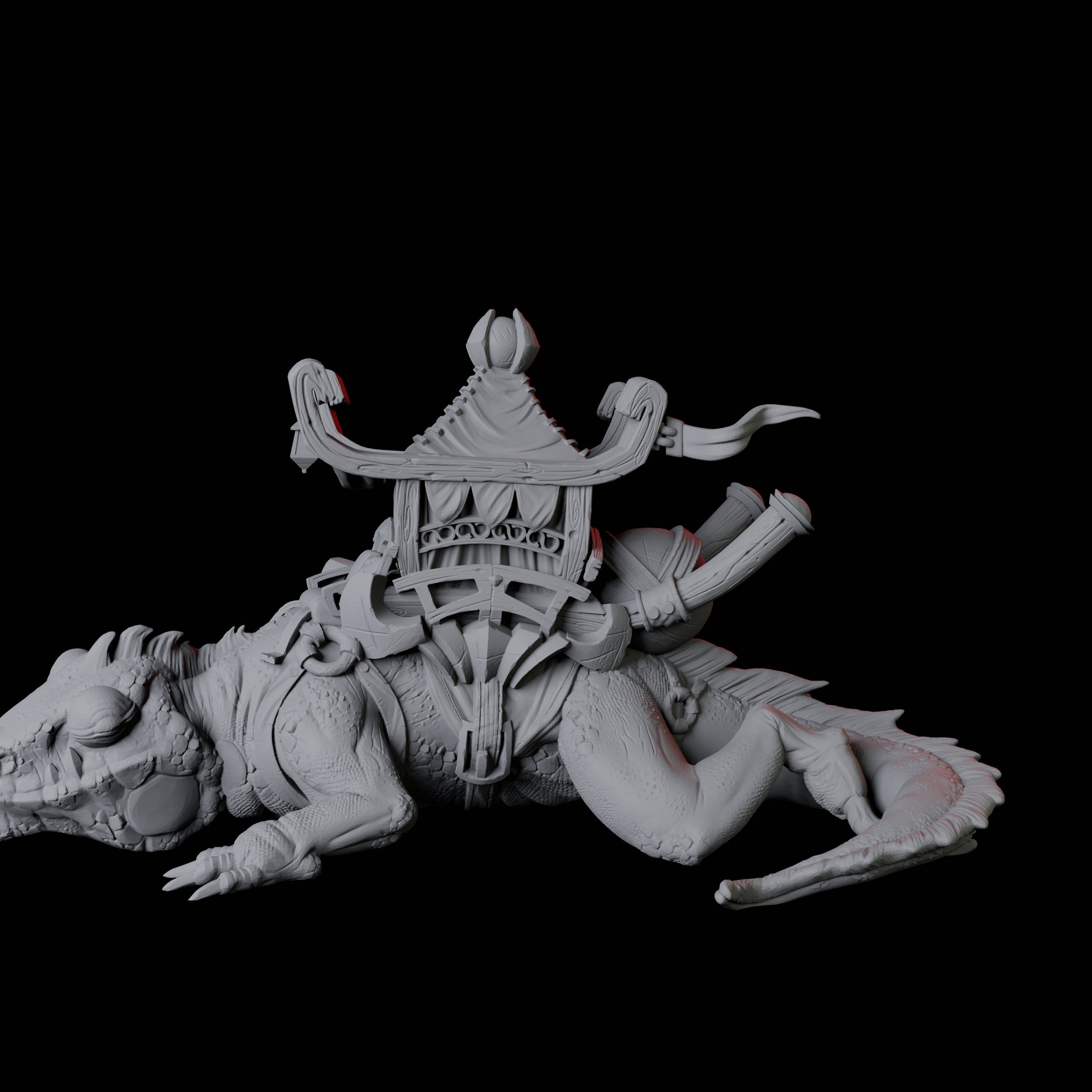 Howdah Lizard B Miniature for Dungeons and Dragons, Pathfinder or other TTRPGs