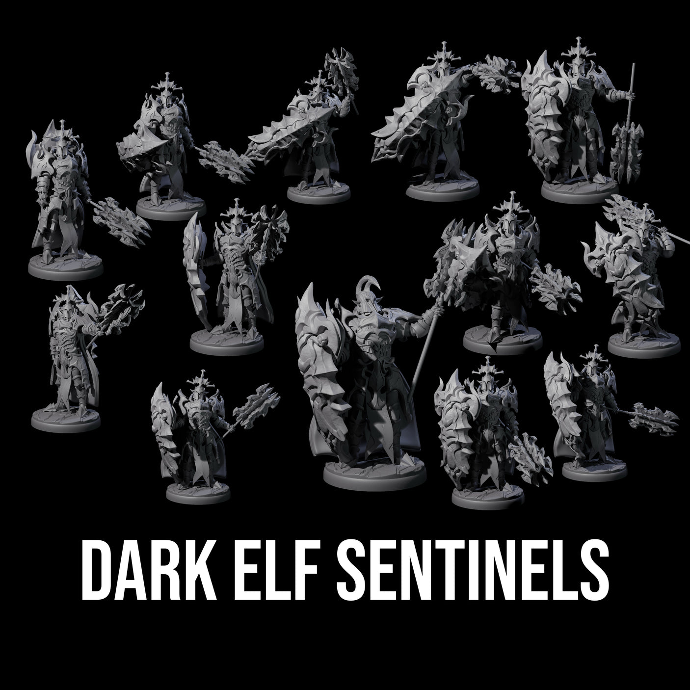 Hulking Dark Elf Sentinel Company Miniature for Dungeons and Dragons, Pathfinder or other TTRPGs