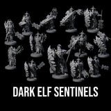 Hulking Dark Elf Sentinel Company Miniature for Dungeons and Dragons, Pathfinder or other TTRPGs
