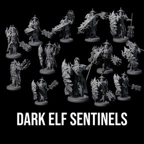 Hulking Dark Elf Sentinel Company Miniature for Dungeons and Dragons, Pathfinder or other TTRPGs