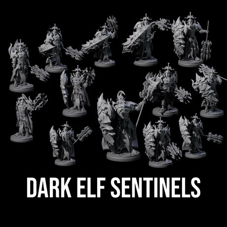 Hulking Dark Elf Sentinel Company Miniature for Dungeons and Dragons, Pathfinder or other TTRPGs