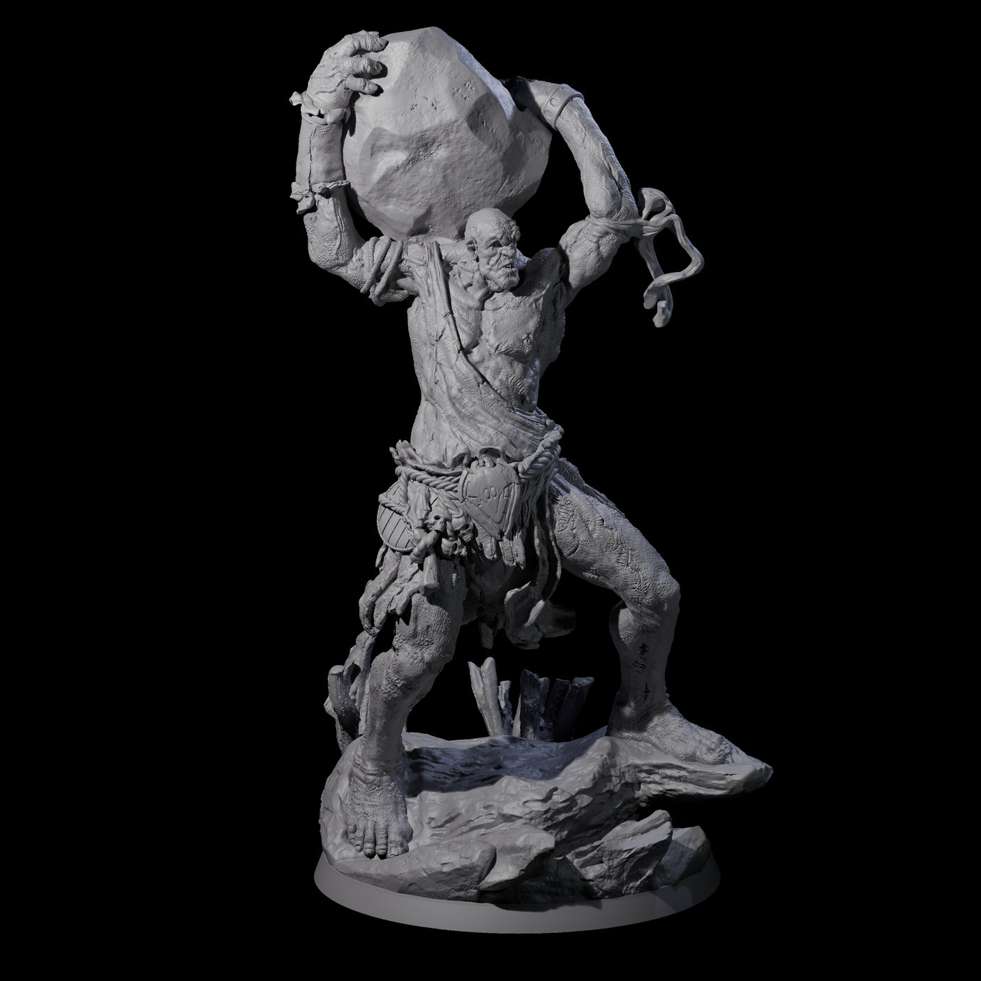 Hulking Hill Giant Hurler Miniature for Dungeons and Dragons, Pathfinder or other TTRPGs
