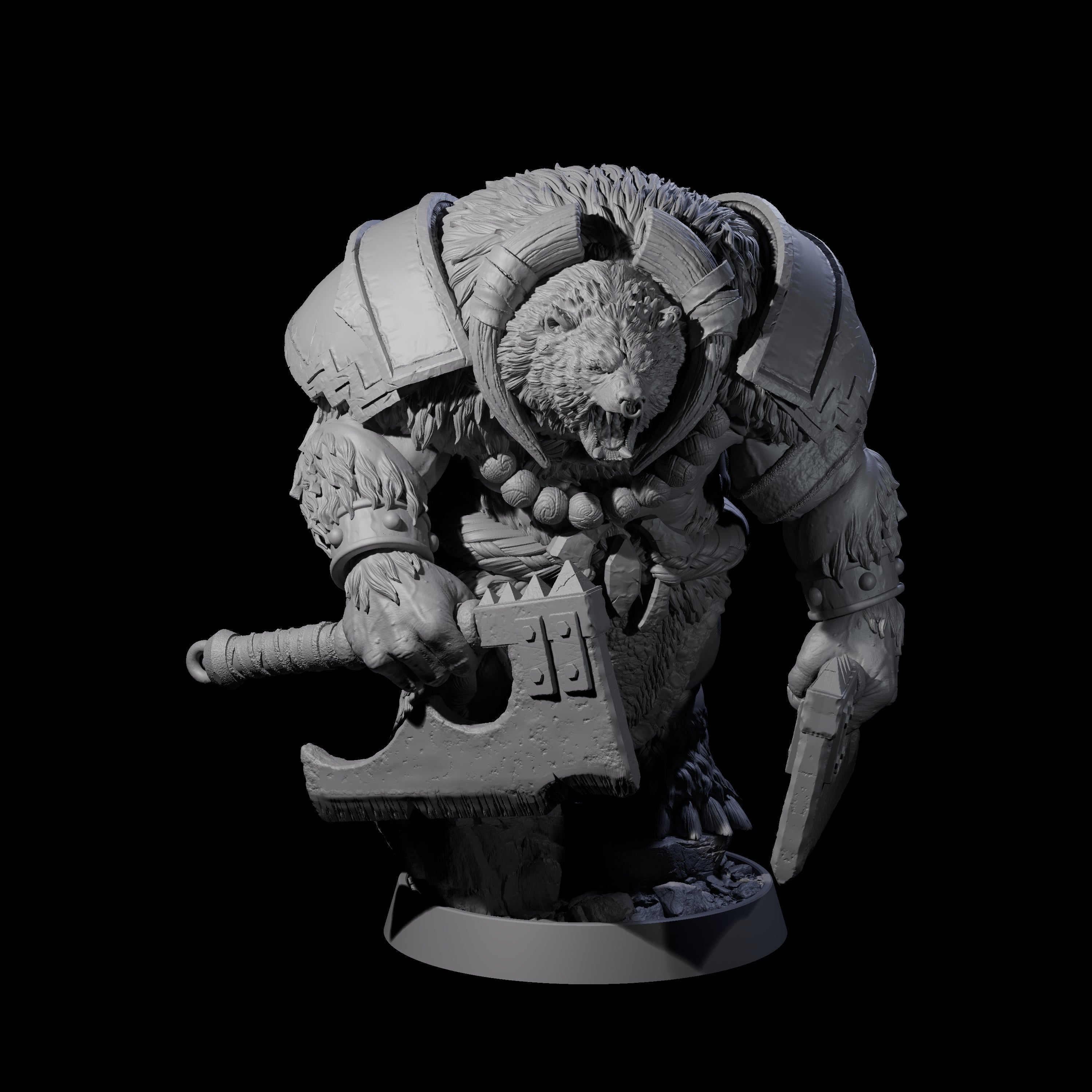Hulking Ursine Barbarian B Miniature for Dungeons and Dragons, Pathfinder or other TTRPGs
