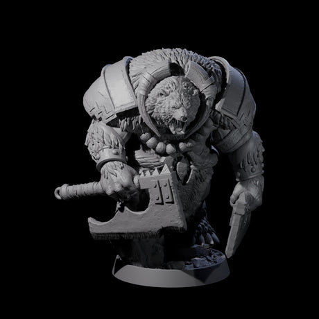 Hulking Ursine Barbarian B Miniature for Dungeons and Dragons, Pathfinder or other TTRPGs