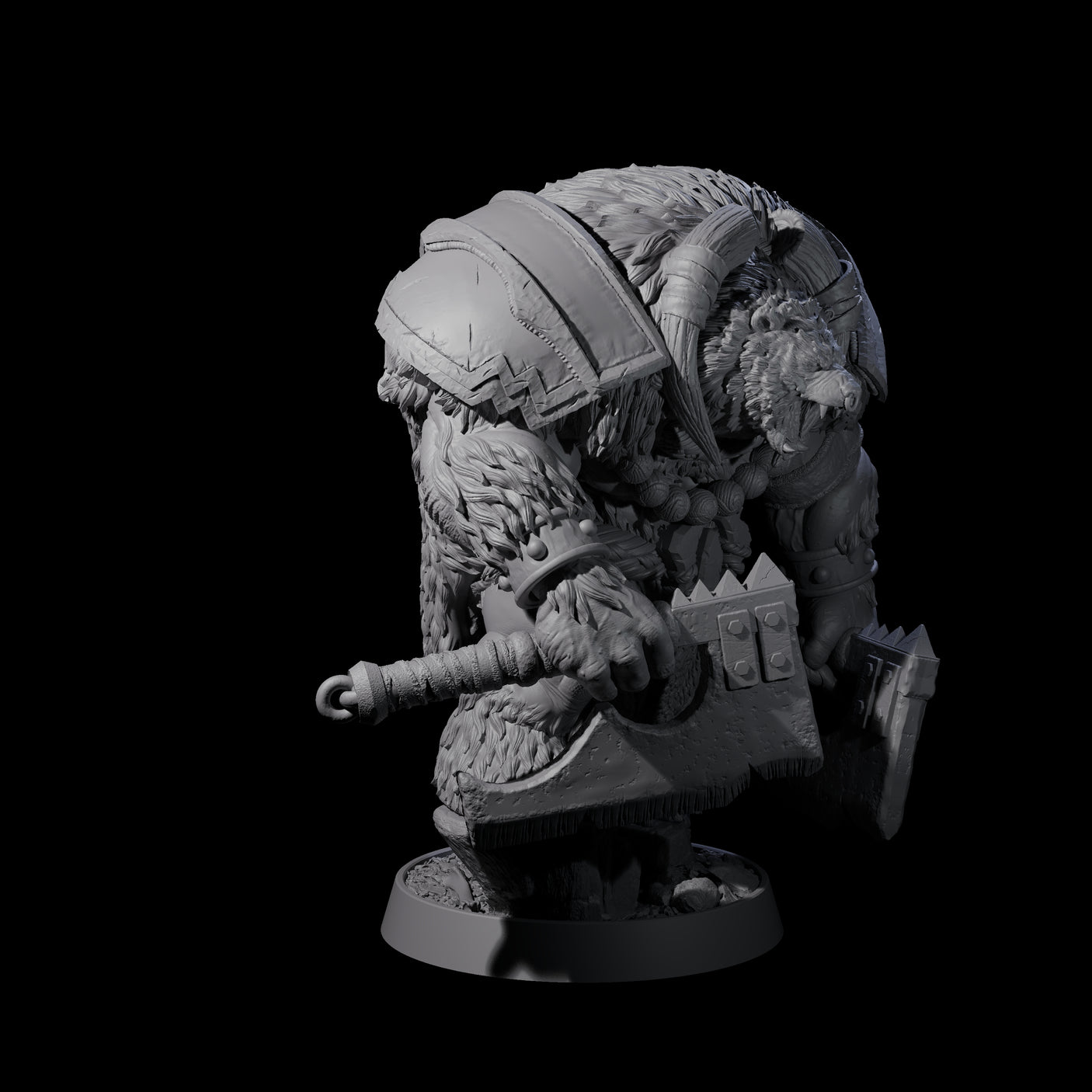 Hulking Ursine Barbarian B Miniature for Dungeons and Dragons, Pathfinder or other TTRPGs
