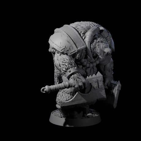 Hulking Ursine Barbarian B Miniature for Dungeons and Dragons, Pathfinder or other TTRPGs