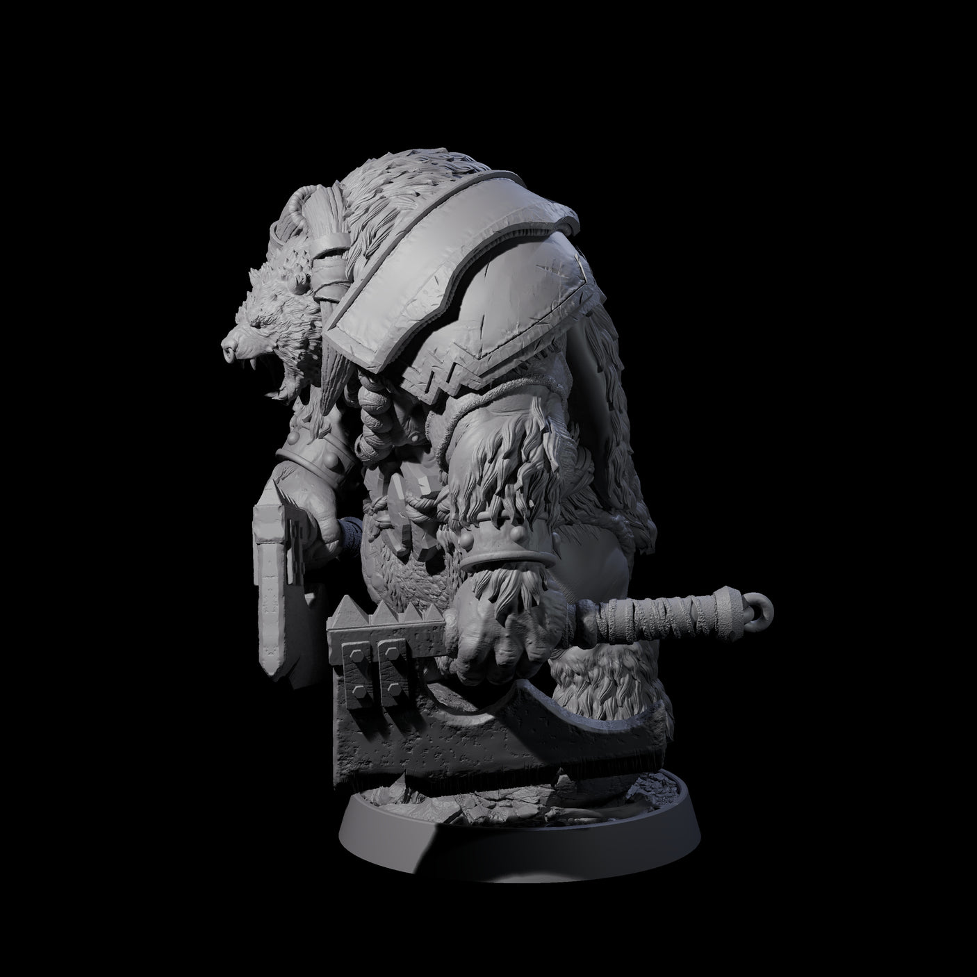 Hulking Ursine Barbarian B Miniature for Dungeons and Dragons, Pathfinder or other TTRPGs