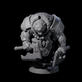 Hulking Ursine Barbarian B Miniature for Dungeons and Dragons, Pathfinder or other TTRPGs