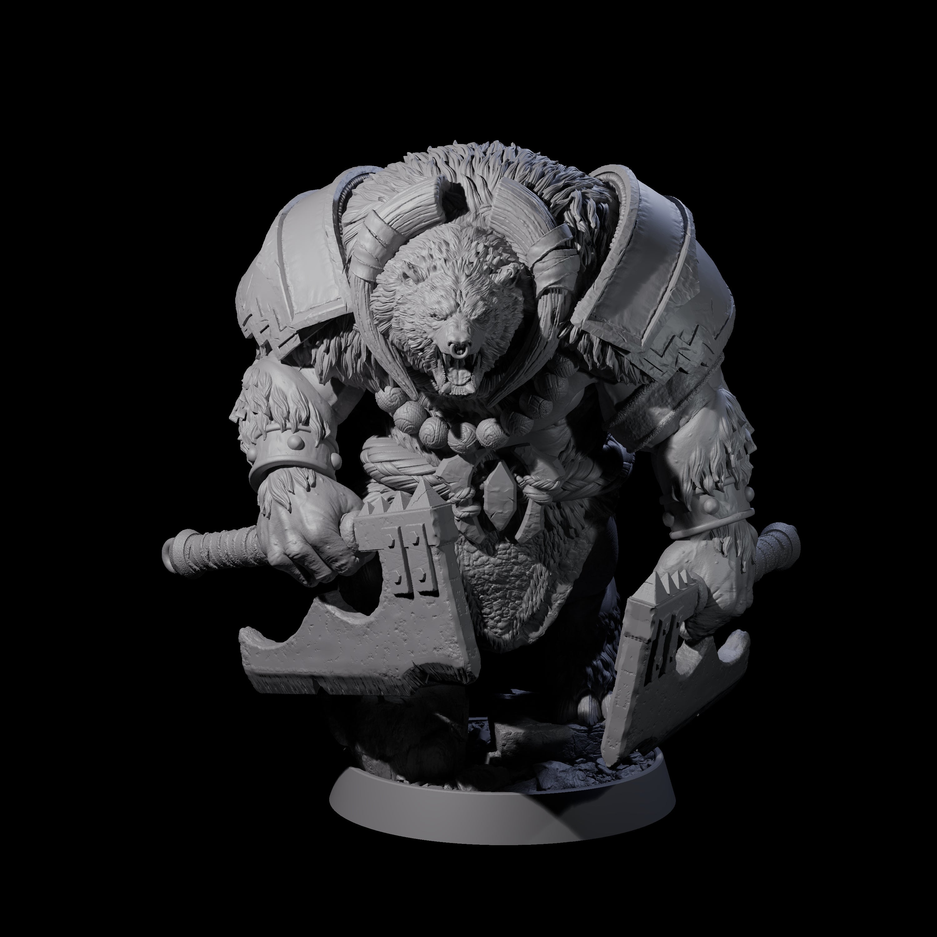 Hulking Ursine Barbarian B Miniature for Dungeons and Dragons, Pathfinder or other TTRPGs